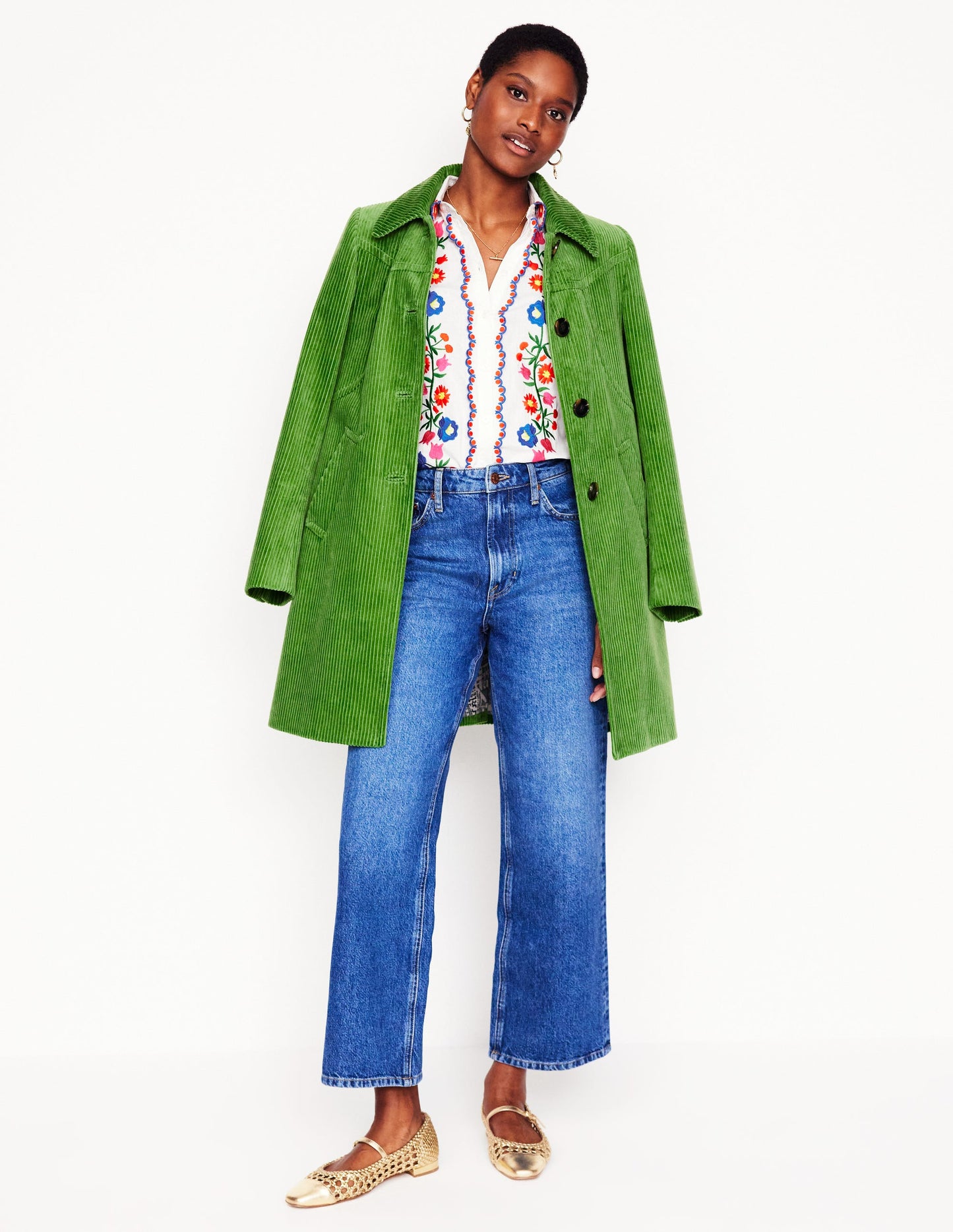 Embroidered Cotton Blouse-White, Floral Embroidery