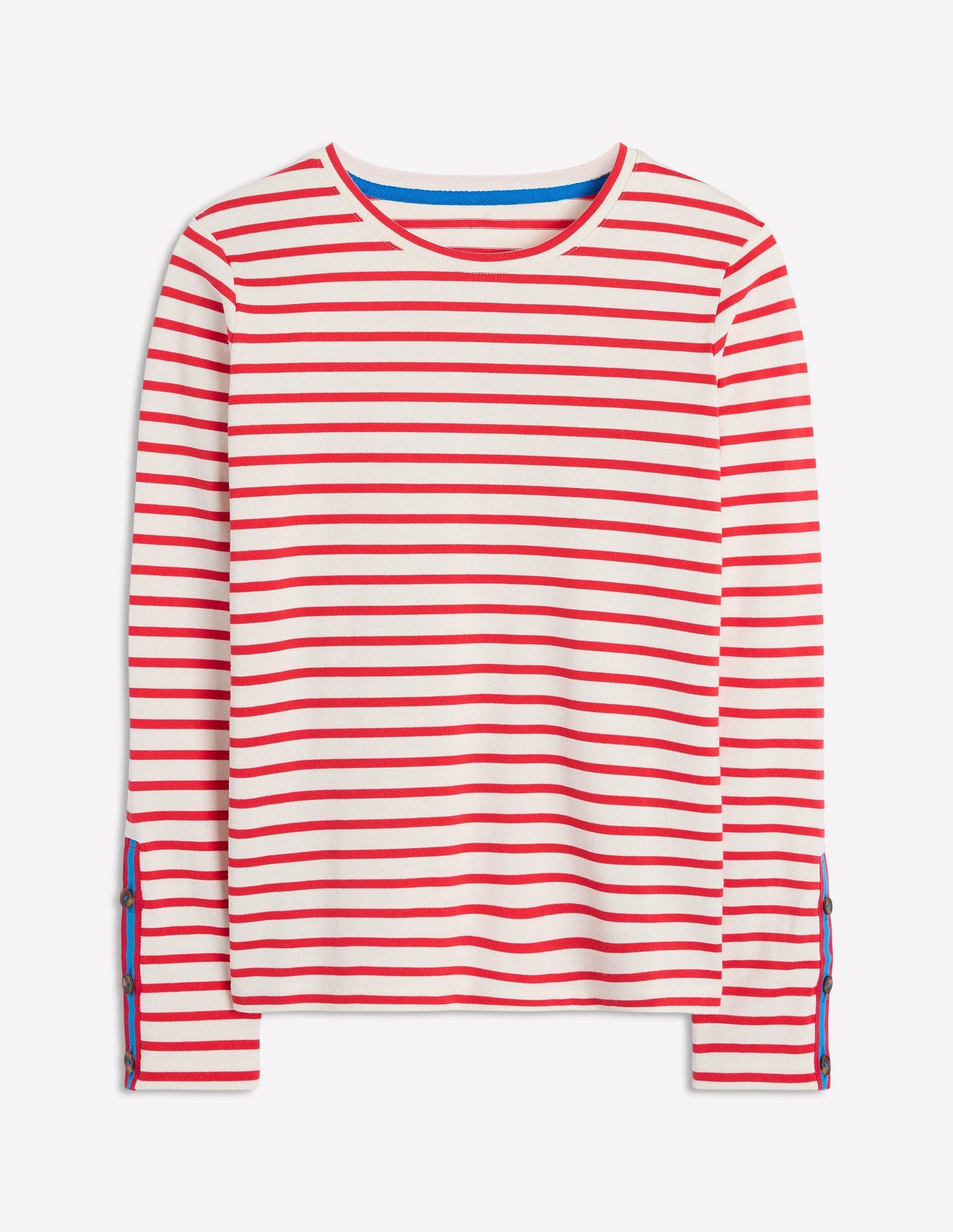Button Cuff Mariner Breton-Red, Ivory Stripe
