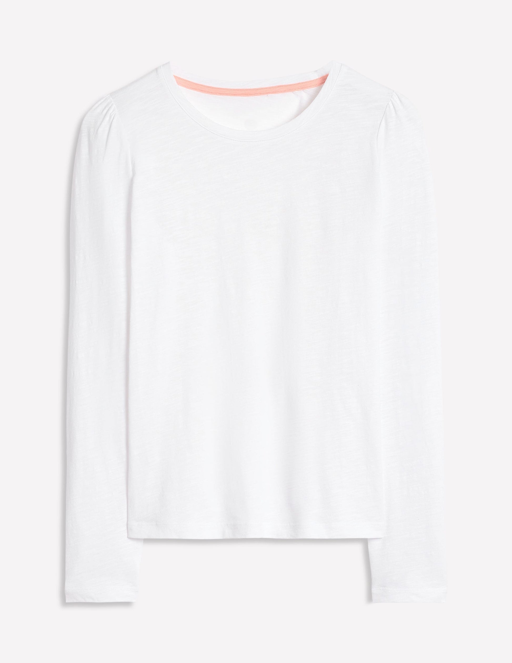 Cotton Crew Long Sleeve Top-White-4