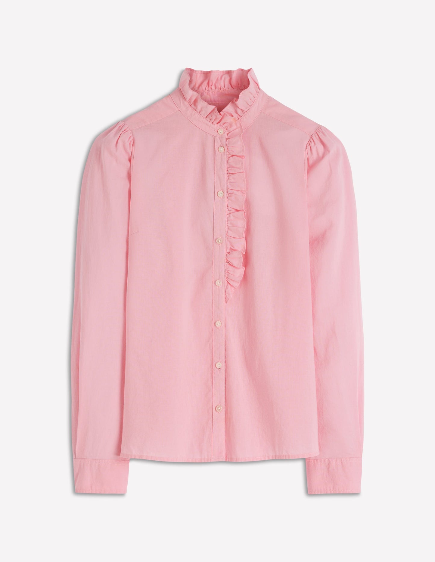 Isabel Ruffle Cotton Shirt-Orchid Pink