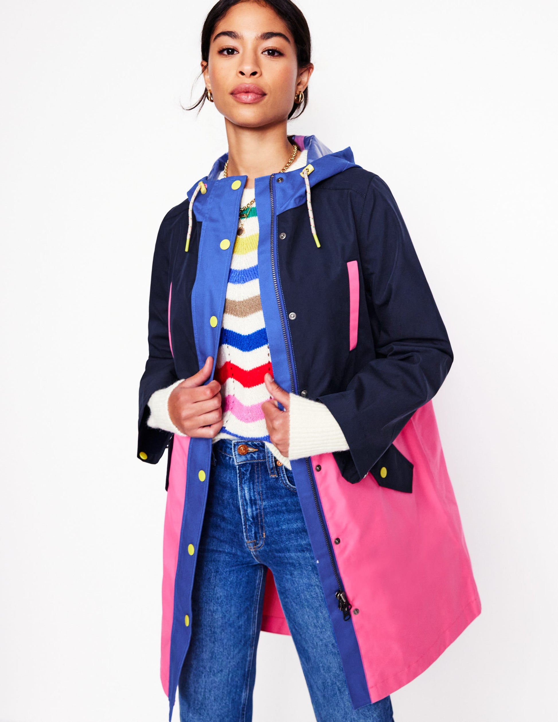 Wells Waterproof Hooded Coat-Colourblock-1