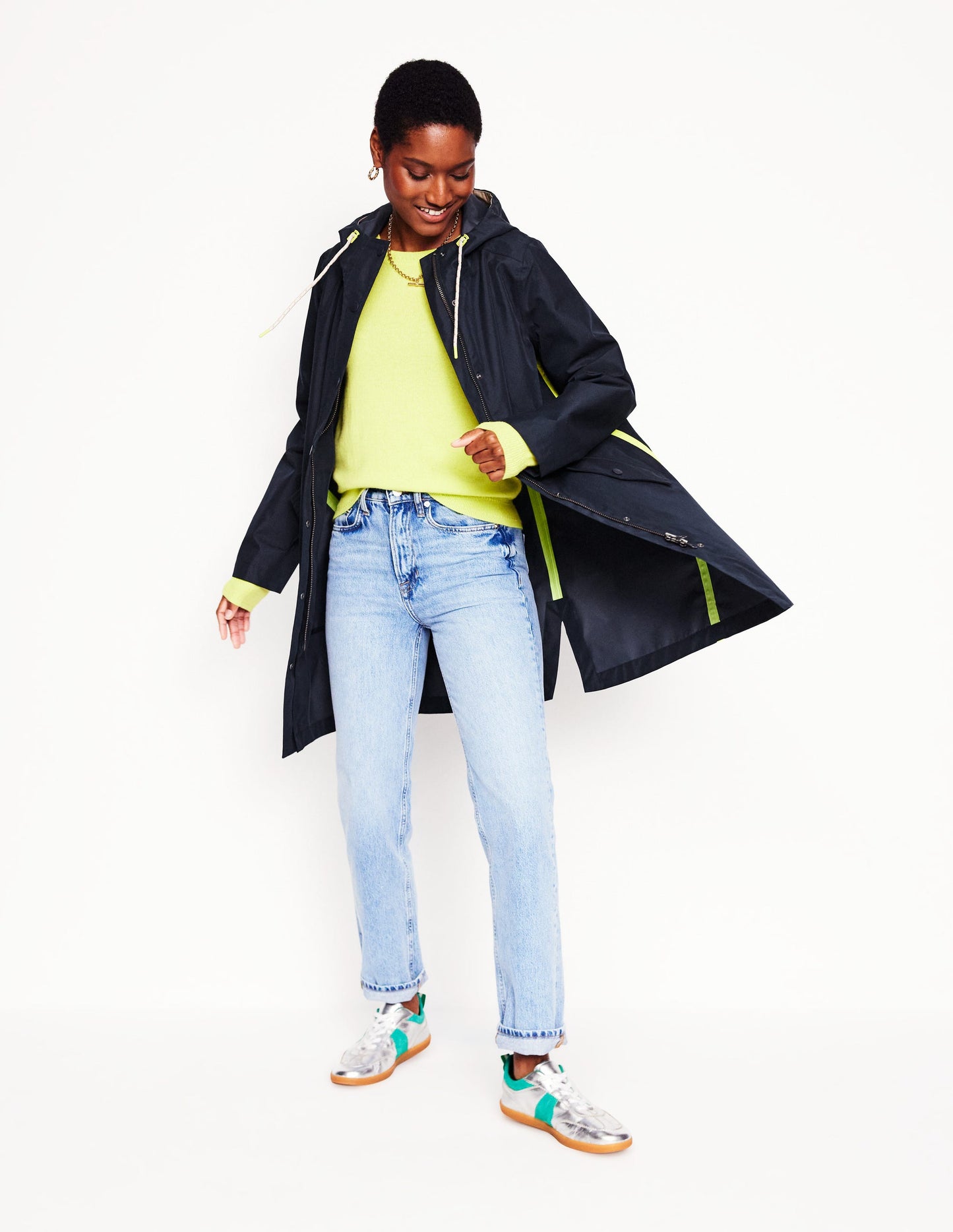 Wells Waterproof Hooded Coat-Navy