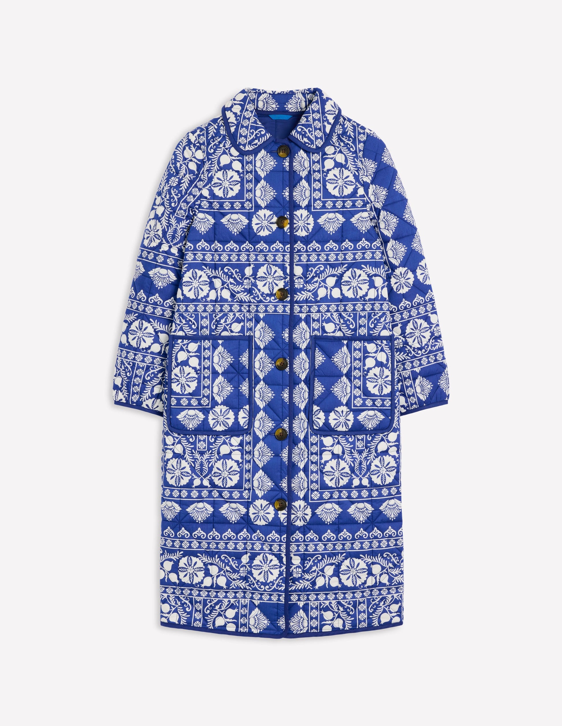 Soft Quilted Coat-Bright Blue, Ornate Border-7