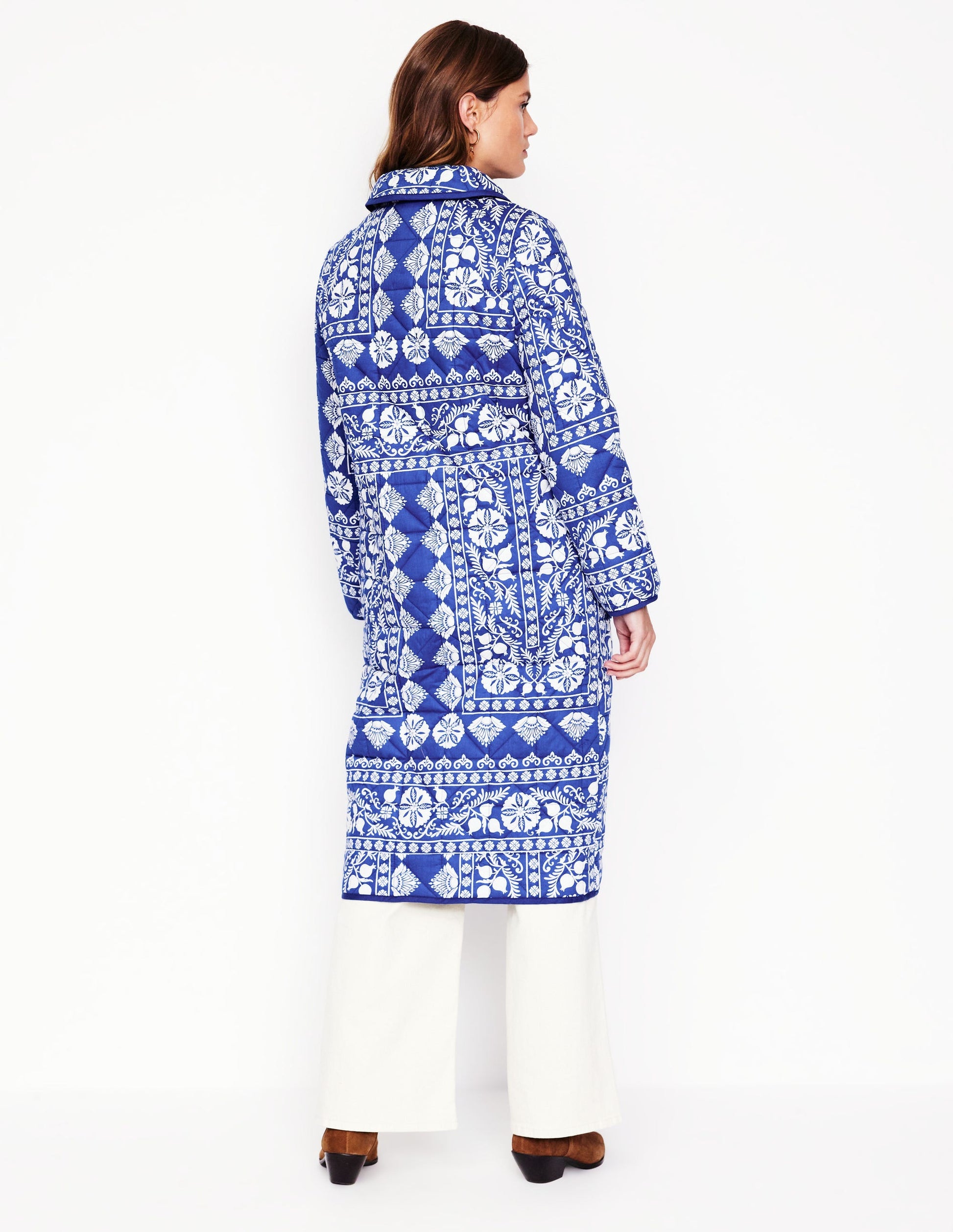 Soft Quilted Coat-Bright Blue, Ornate Border-4