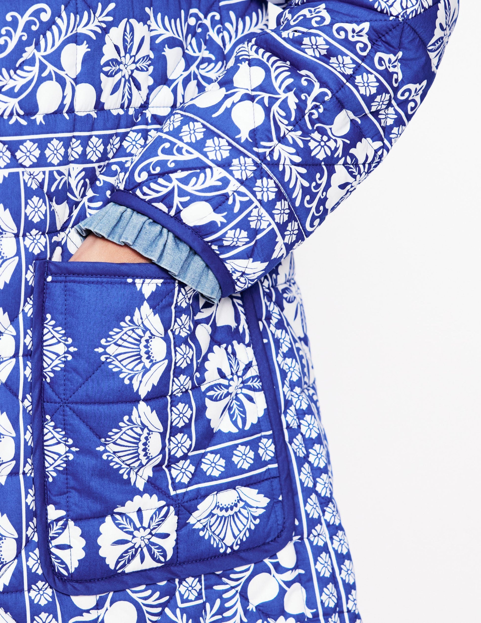 Soft Quilted Coat-Bright Blue, Ornate Border-6