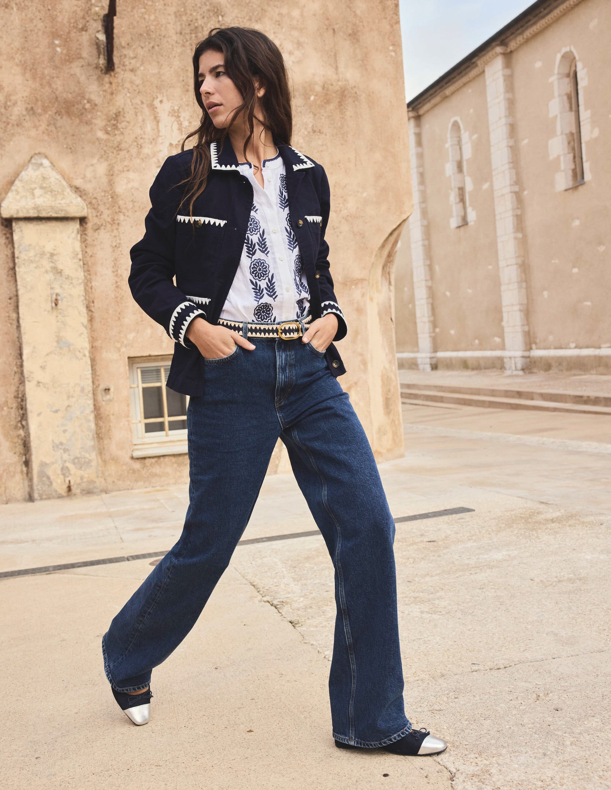 Embroidered Utility Jacket-Navy-5