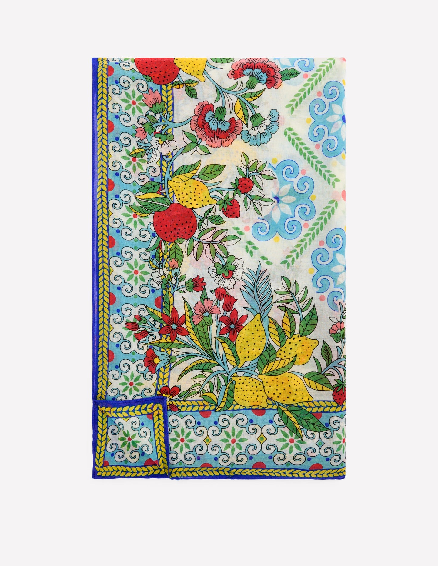 Printed Sarong Scarf-Multi, Citrus Vine Tile