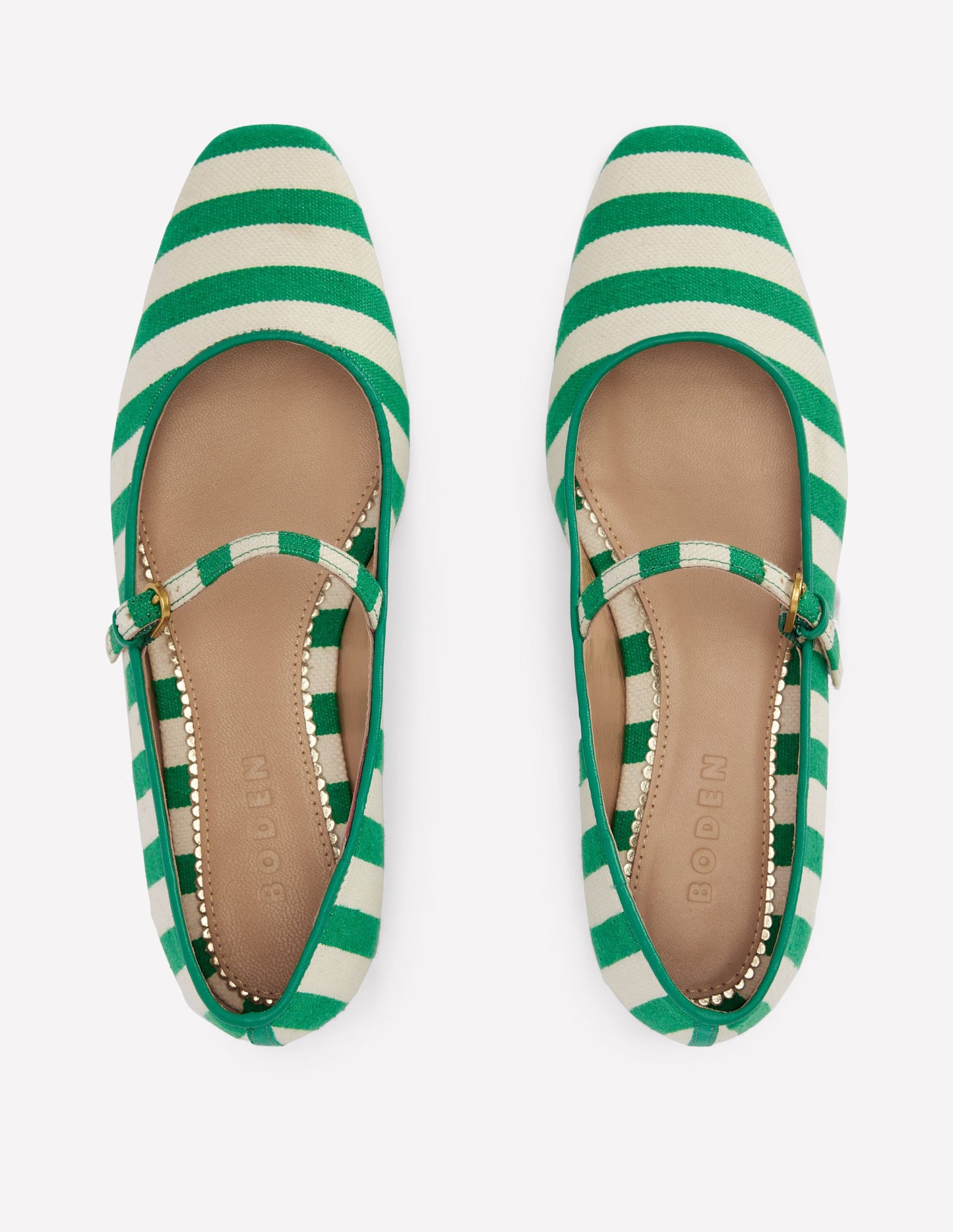 Penelope Mary Jane Flat-Rich Emerald Stripe