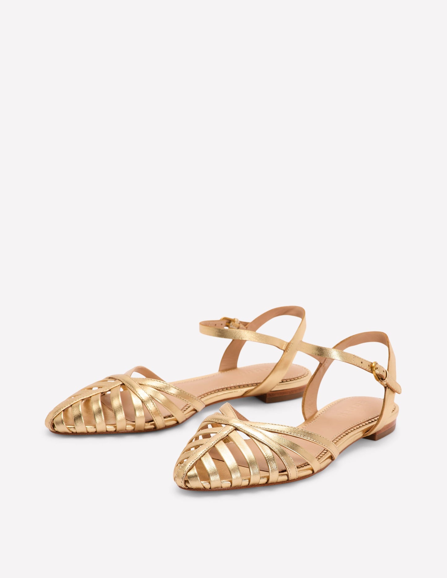 Multi Strap Pointed Sandals-Gold