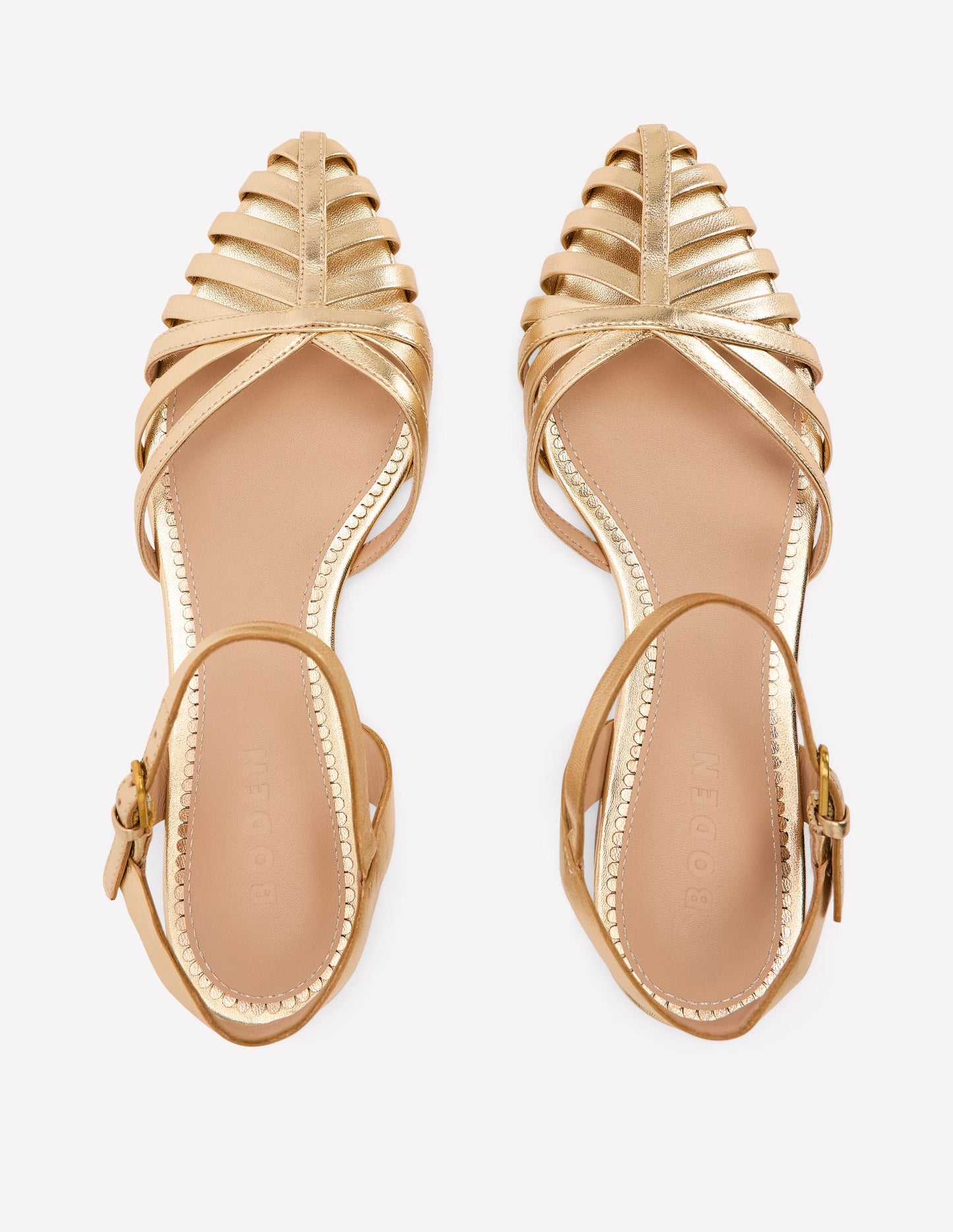Multi Strap Pointed Sandals-Gold
