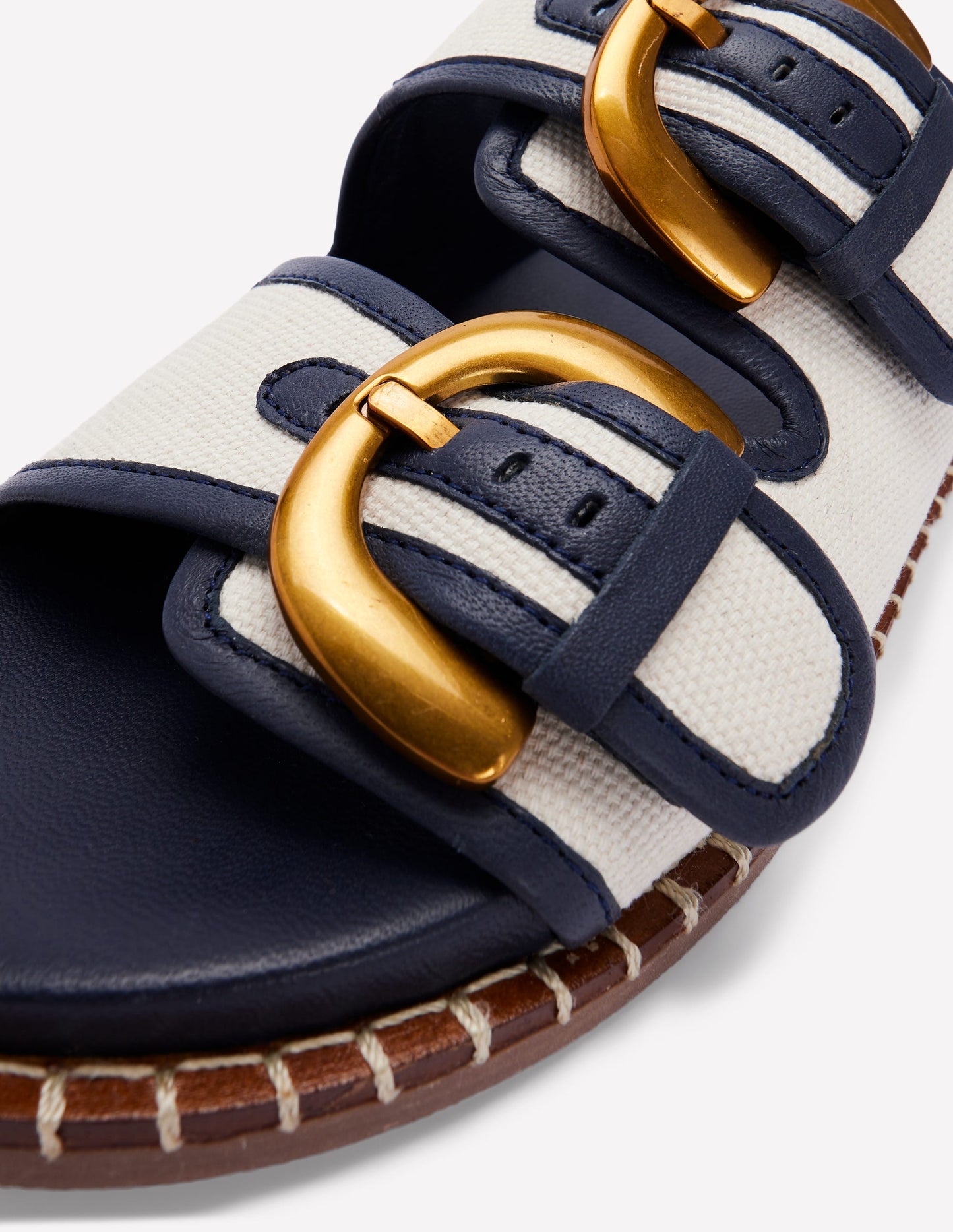 Alberta Footbed Sandals-Ivory/Navy