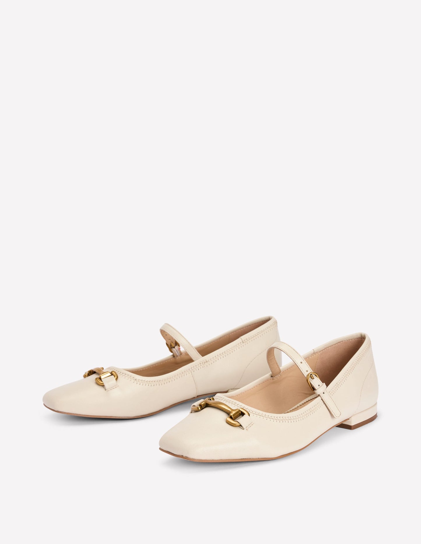 Iris Snaffle Mary Jane Flats-Ecru