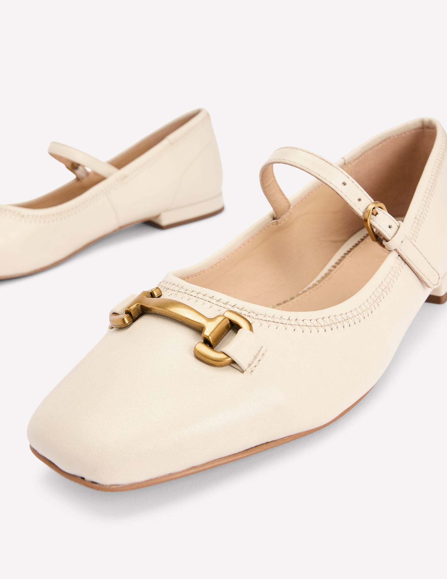 Iris Snaffle Mary Jane Flats-Ecru