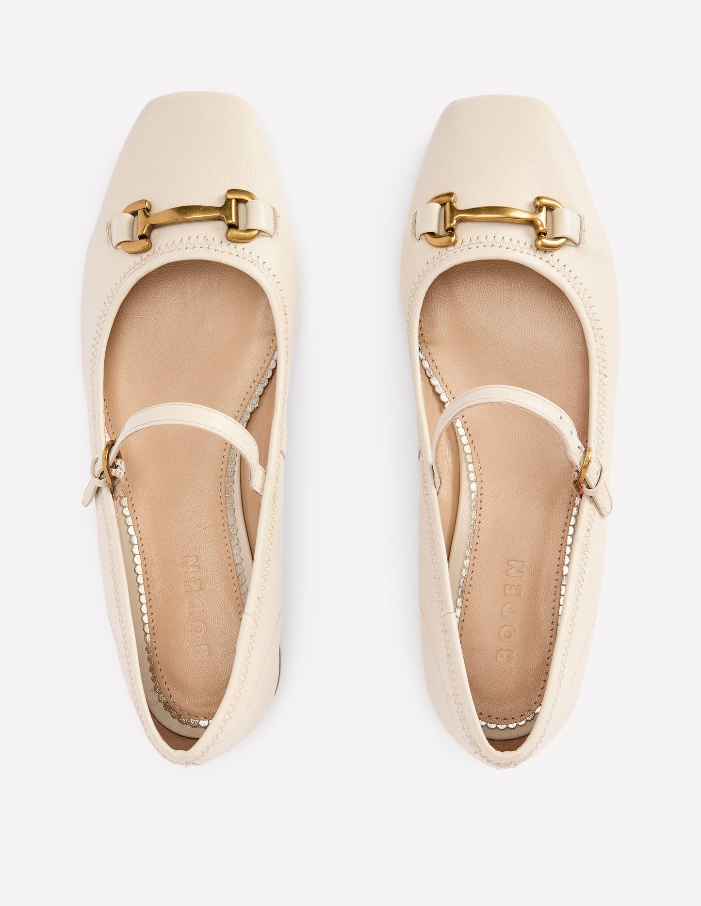 Iris Snaffle Mary Jane Flats-Ecru