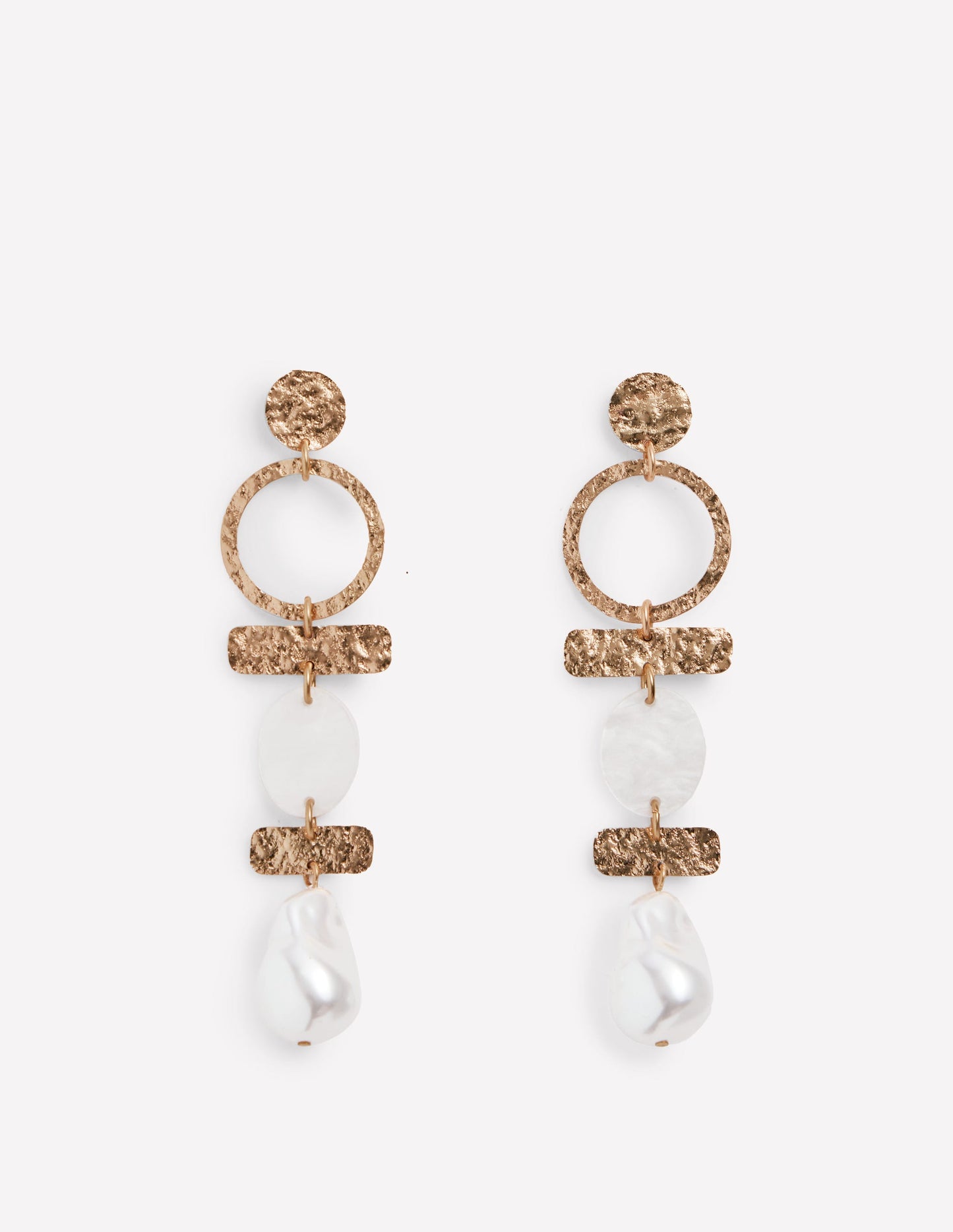 Statement Drop Earrings-Gold/Pearl