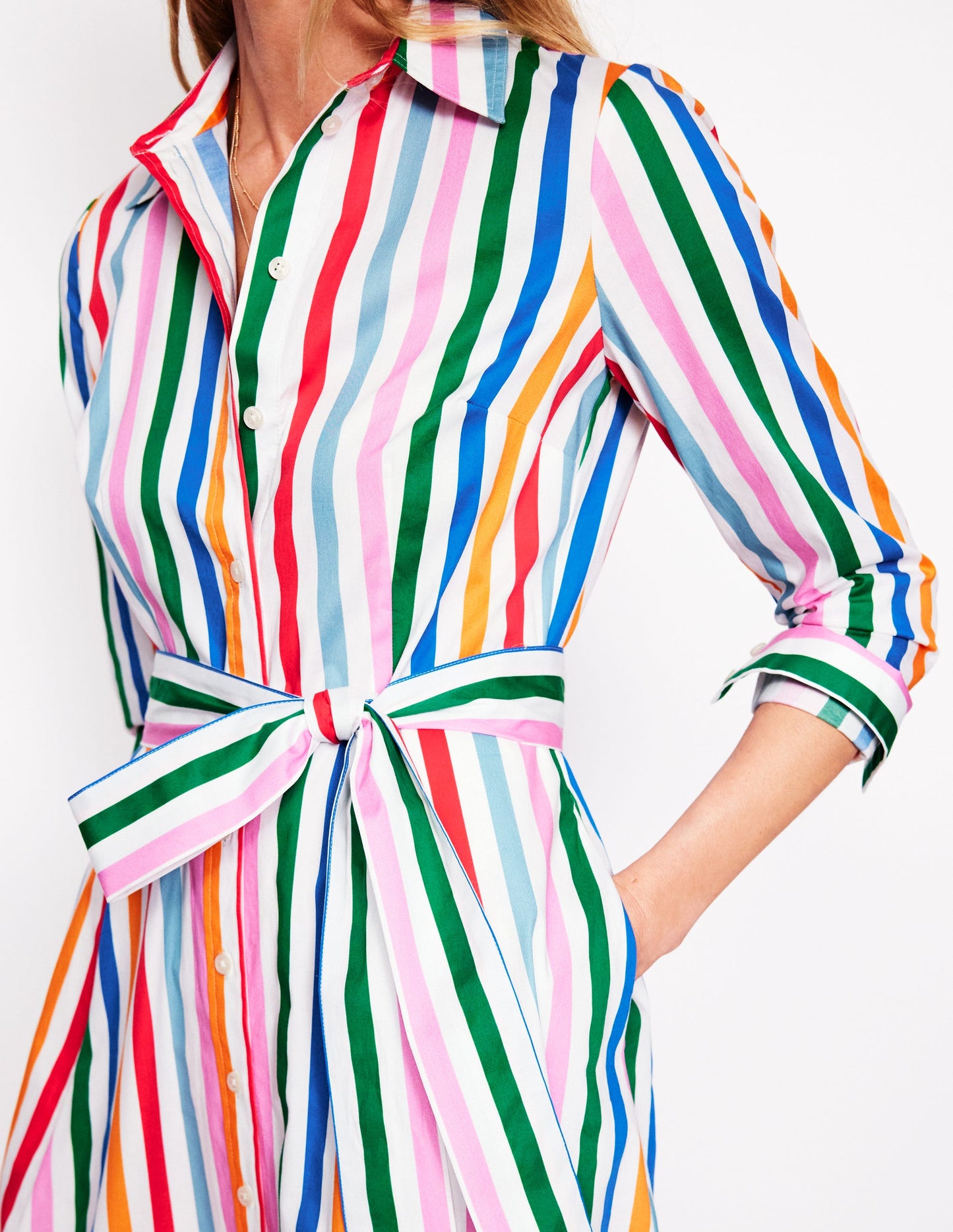Amy Cotton Midi Shirt Dress-Mauve, Strawberry Tart Rainbow