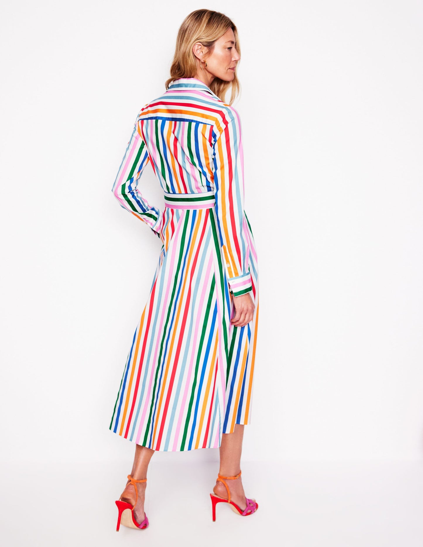 Amy Cotton Midi Shirt Dress-Mauve, Strawberry Tart Rainbow