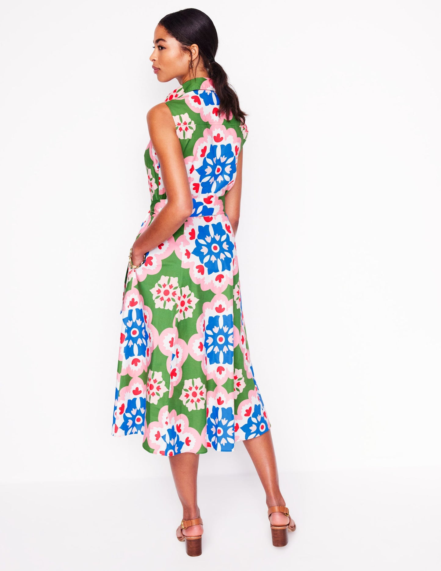 Amy Sleeveless Shirt Dress-Multi, Bloom Geo