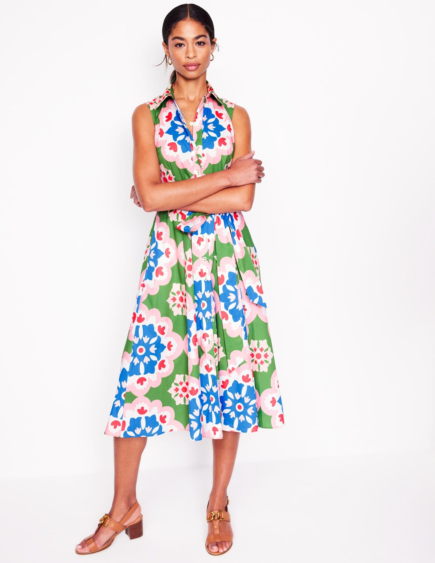 Amy Sleeveless Shirt Dress-Multi, Bloom Geo