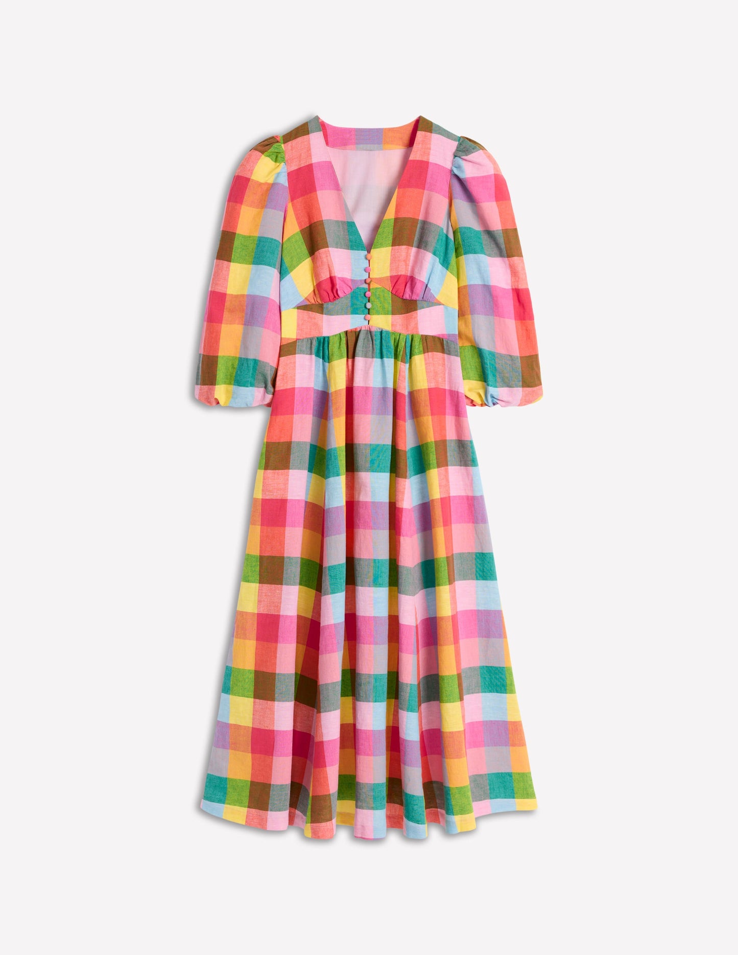 Lola Blouson Maxi Dress-Rainbow Multigingham
