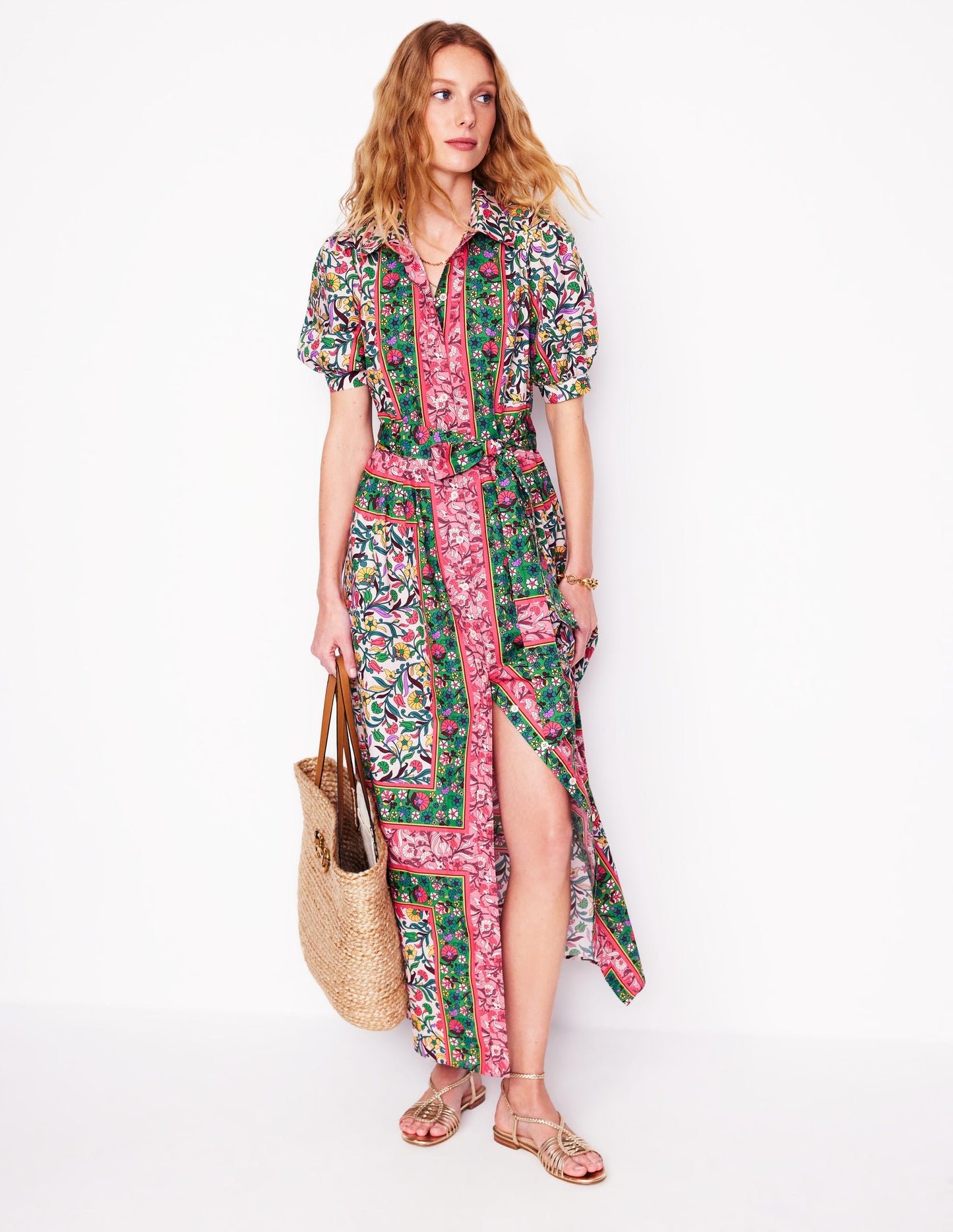 Alexa Maxi Shirt Dress-Multi, Enchanting Vine