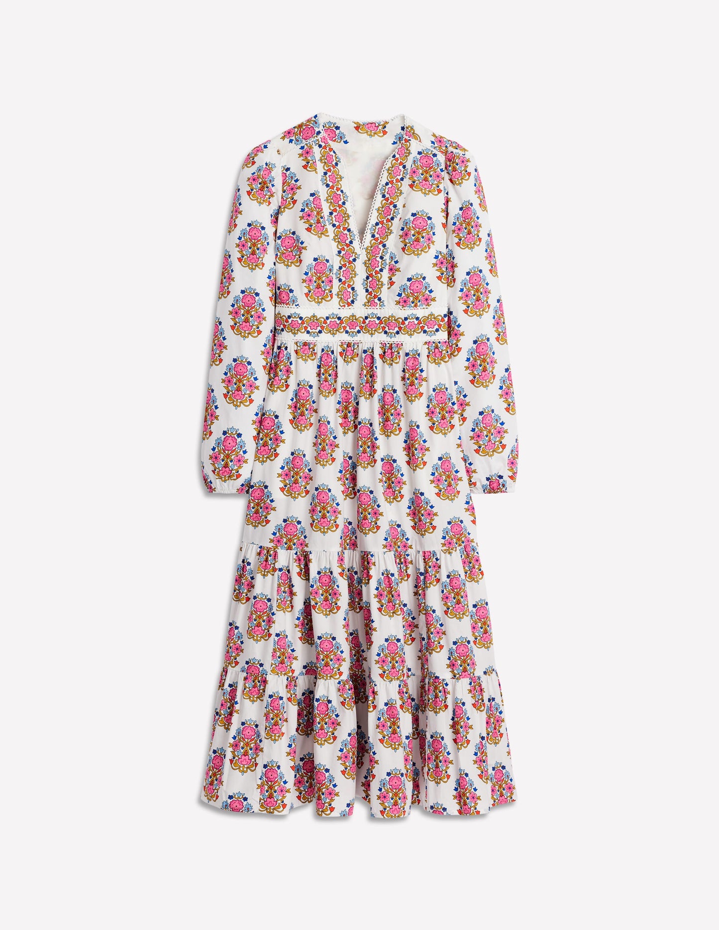 Violet Midi Dress-Ivory, Wildflower Stamp