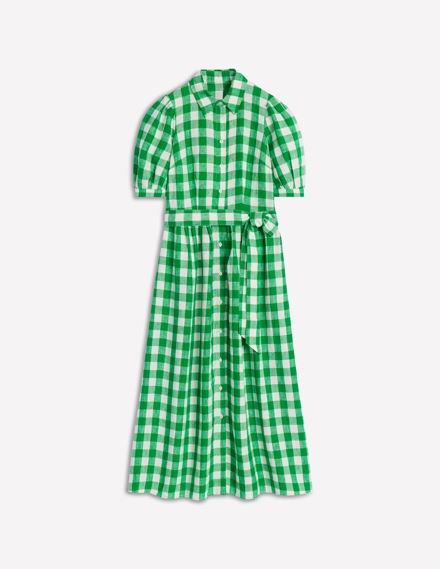 Alexa Linen Maxi Shirt Dress-Rich Emerald Gingham