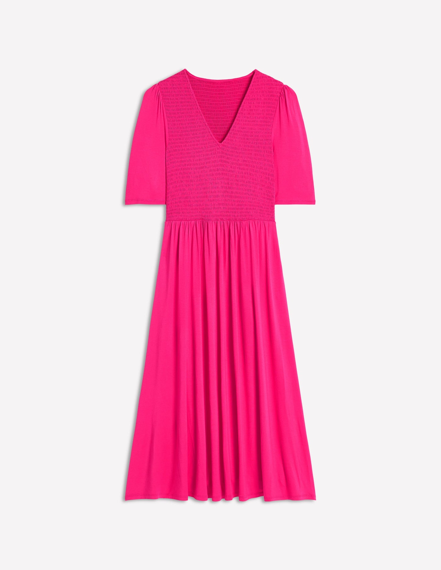 Bethany Smocked Jersey Dress-Pink Peony