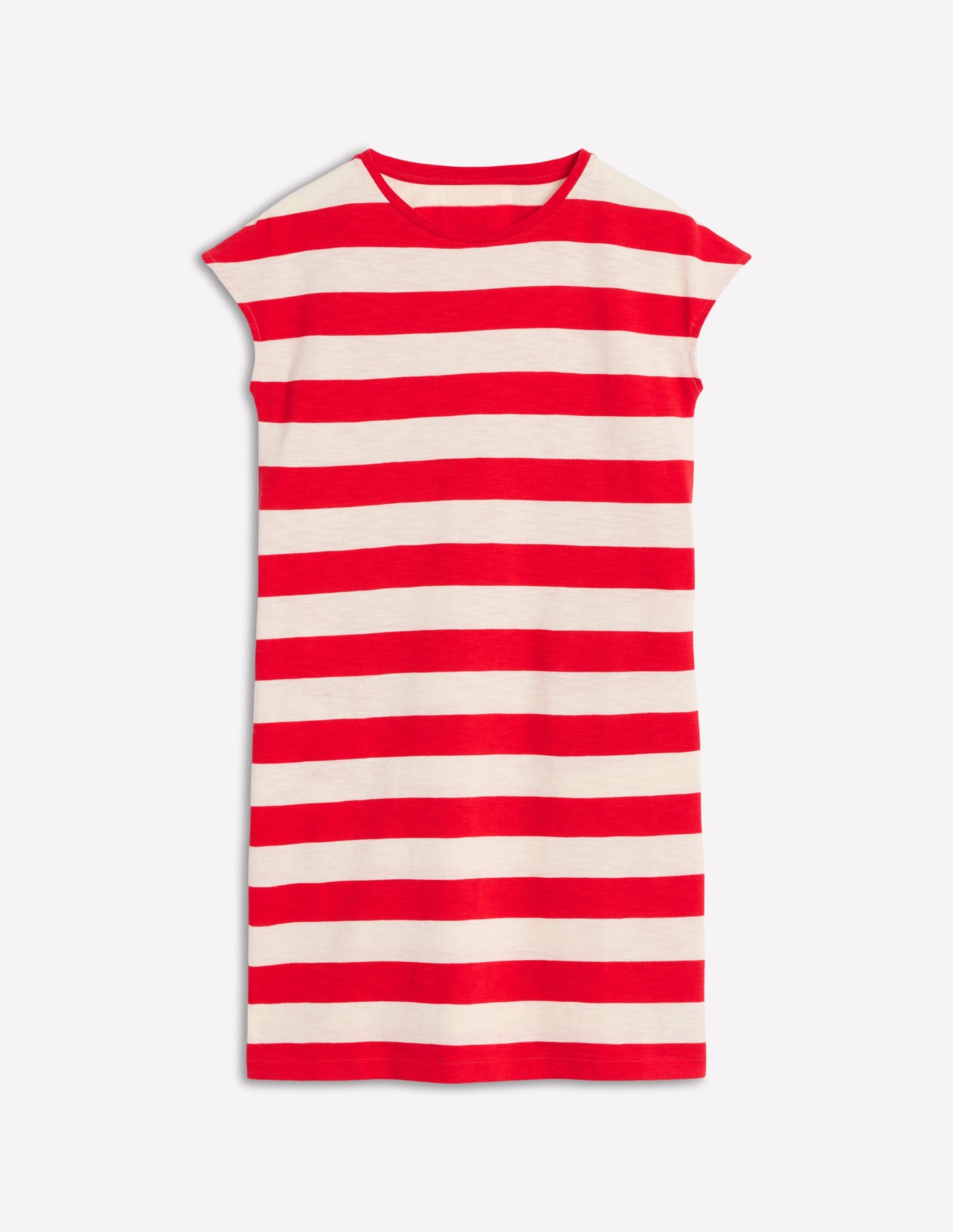 Leah Jersey T-shirt Dress-Poppy Red, White Stripe