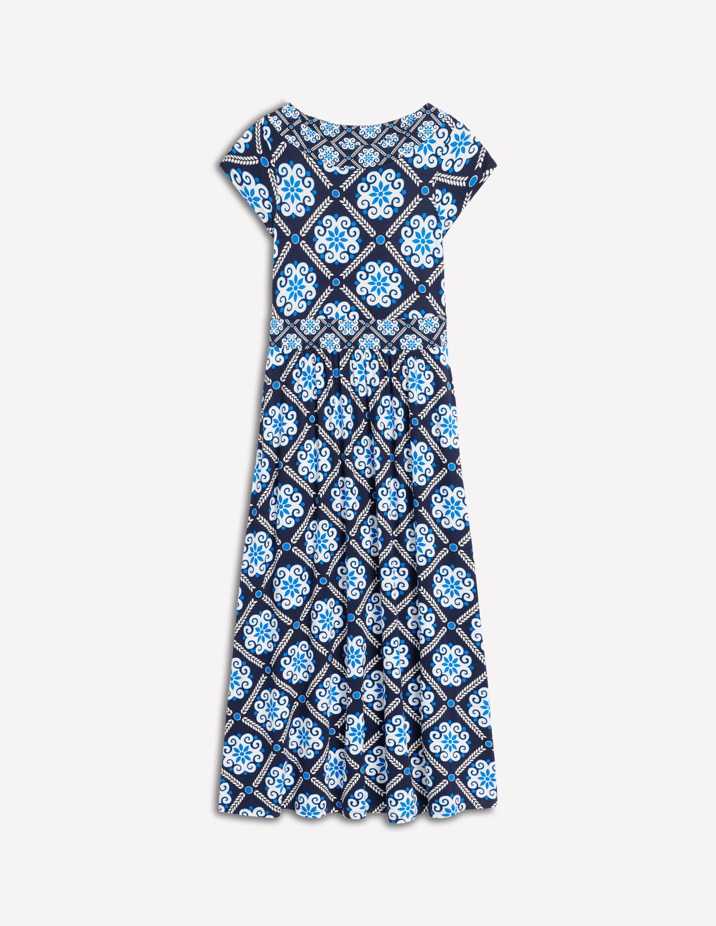 Melanie Jersey Midi Dress-French Navy, Baroque Tile