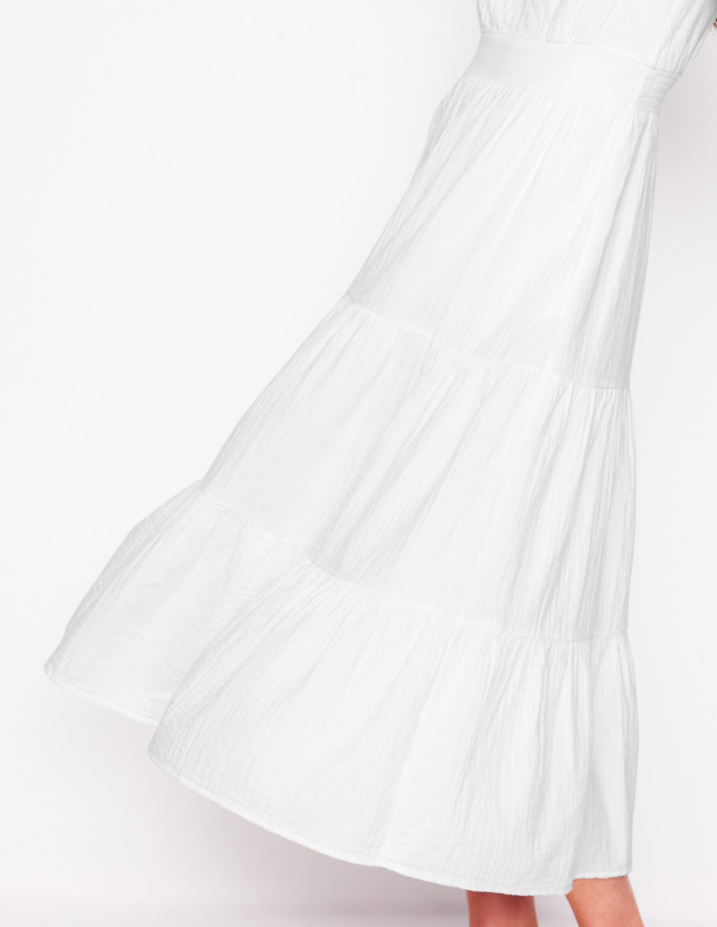 Anna Double Cloth Midi Dress-White