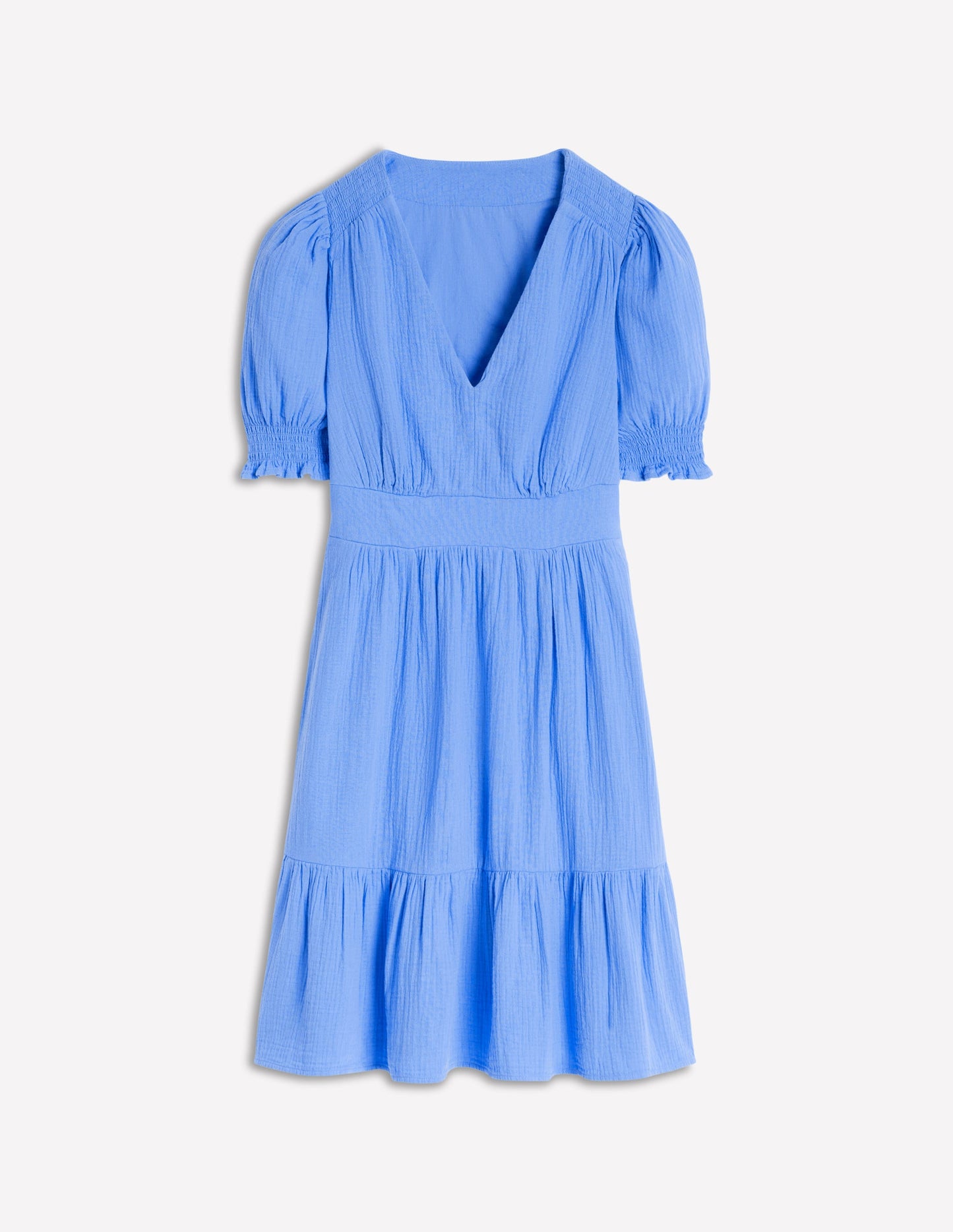 Anna Double Cloth Short Dress-Ocean Blue