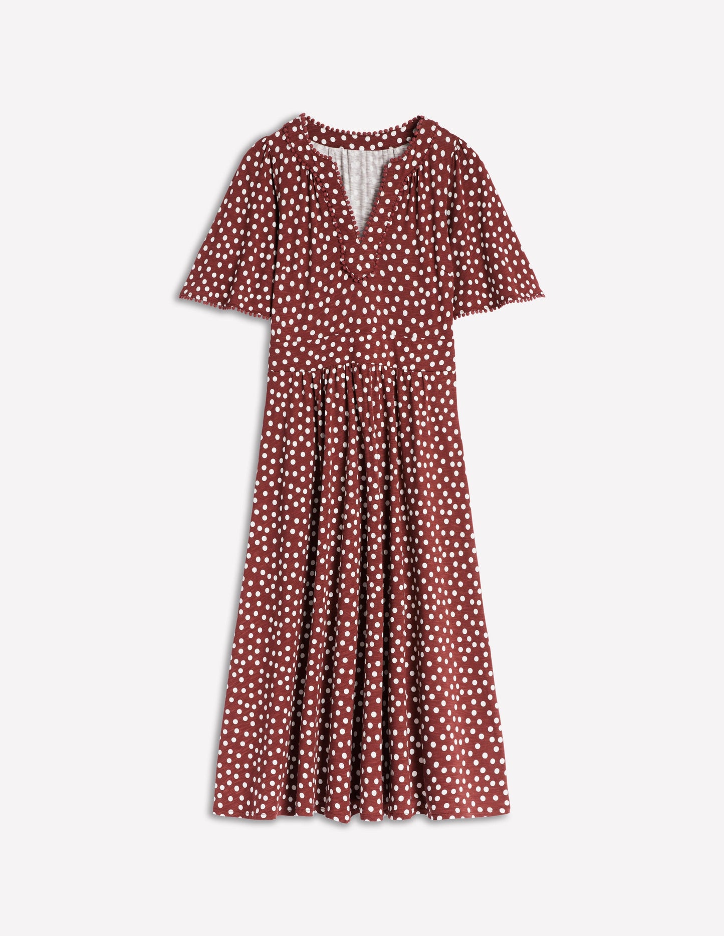 Maddie Trim Jersey Dress-Port and Ivory, Abstract Dot