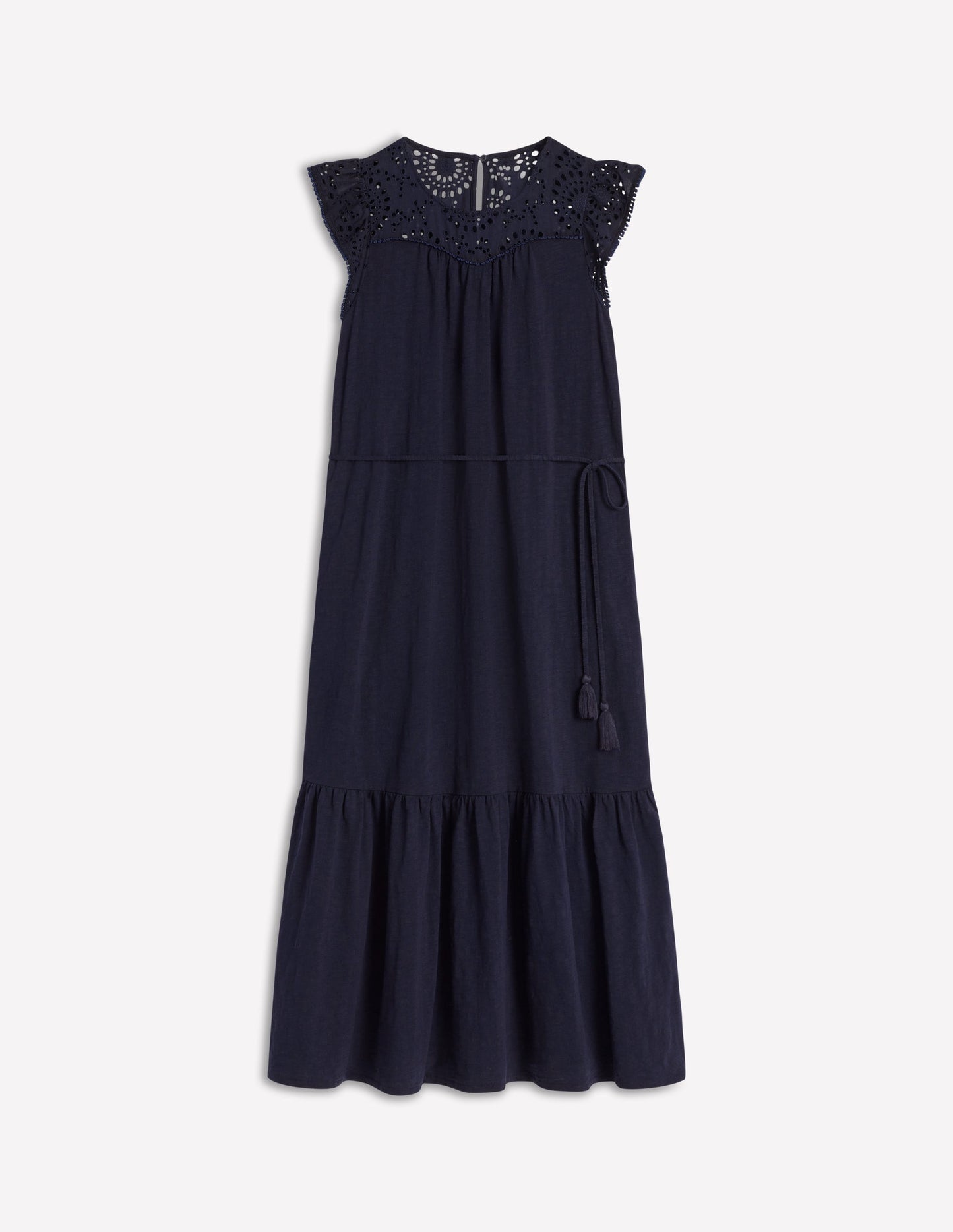 Juliet Broderie Midi Dress-Navy
