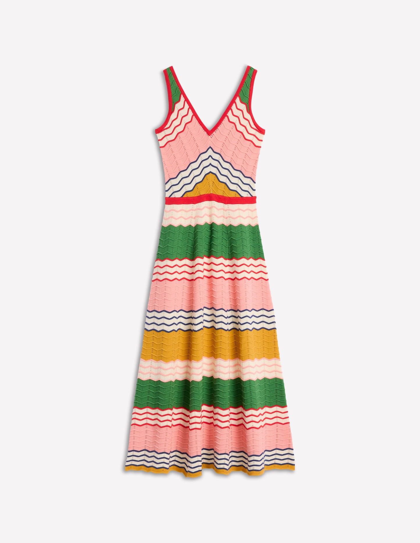 V-Neck Maxi Knitted Dress-Multi Stripe