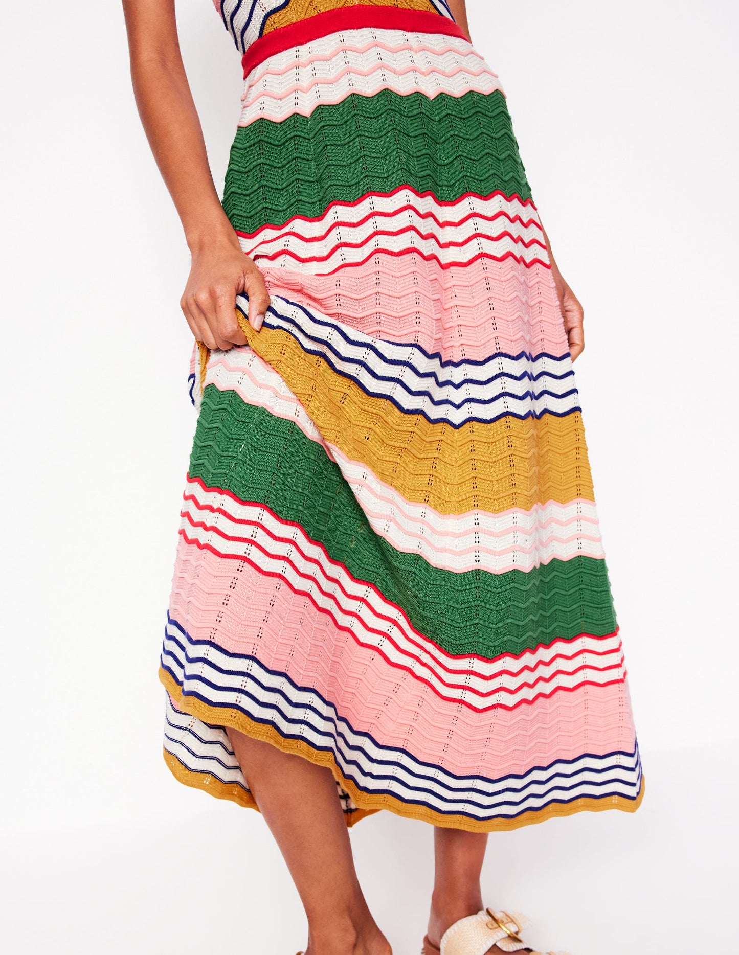 V-Neck Maxi Knitted Dress-Multi Stripe