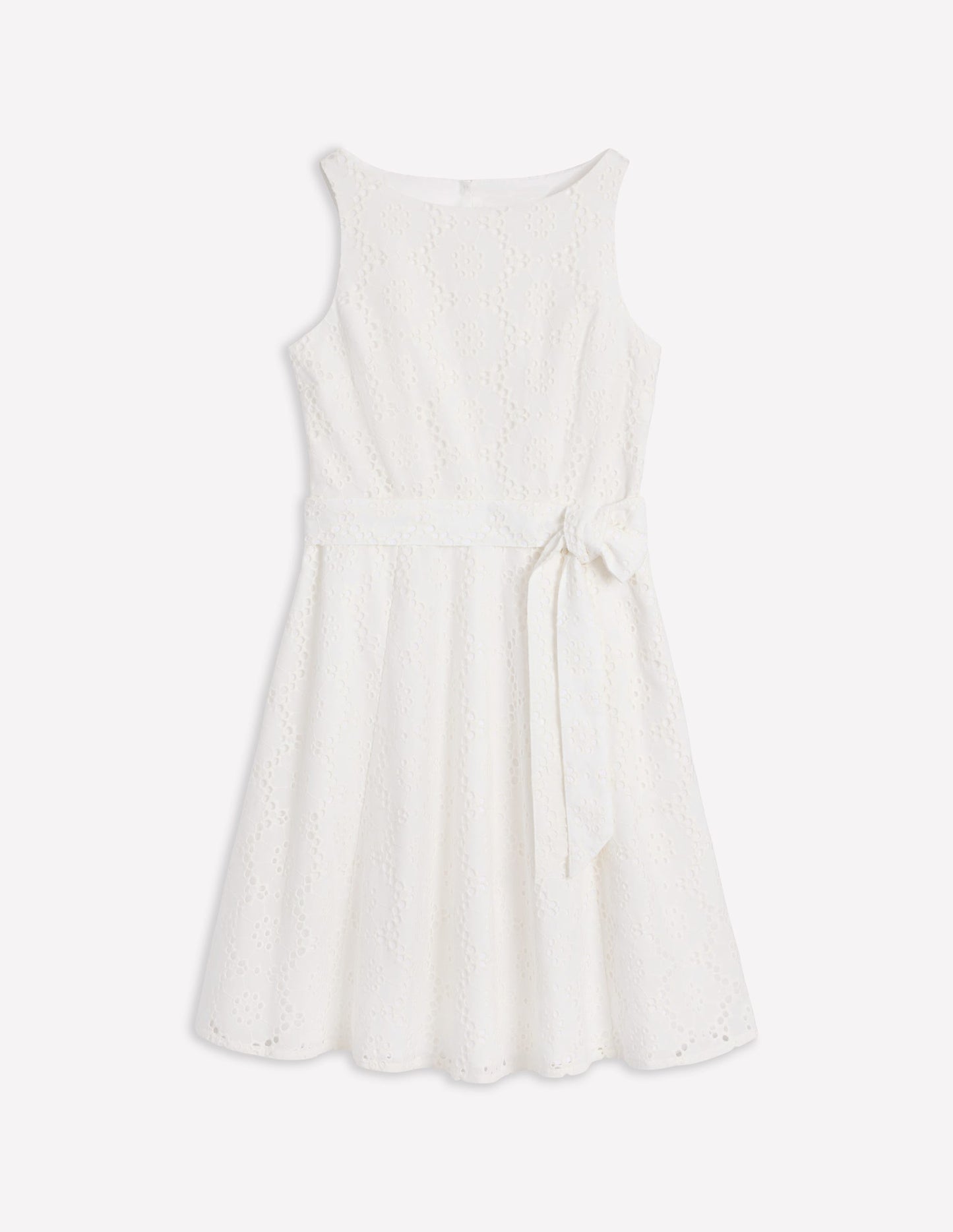 Anya Sleeveless Broderie Dress-White