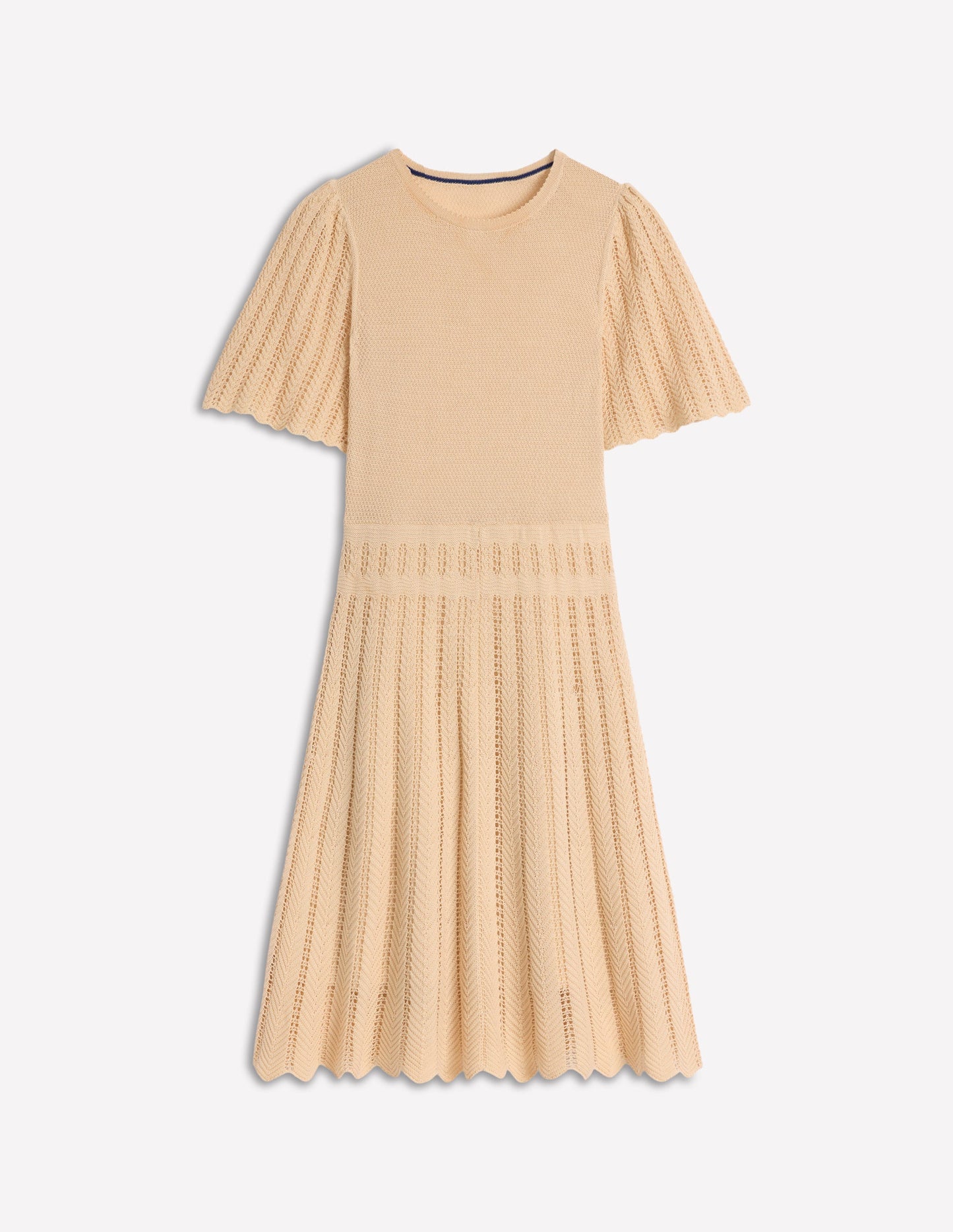 Cotton Stitch Crew Dress-Ivory