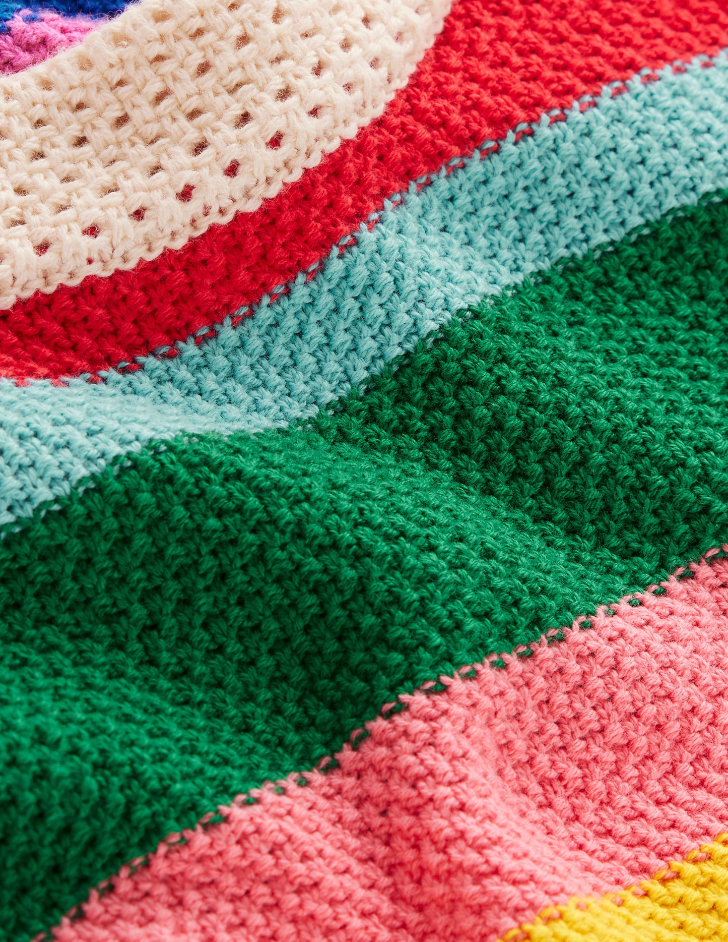 Callie Crochet Trim Jumper-Bright Rainbow Stripe Large