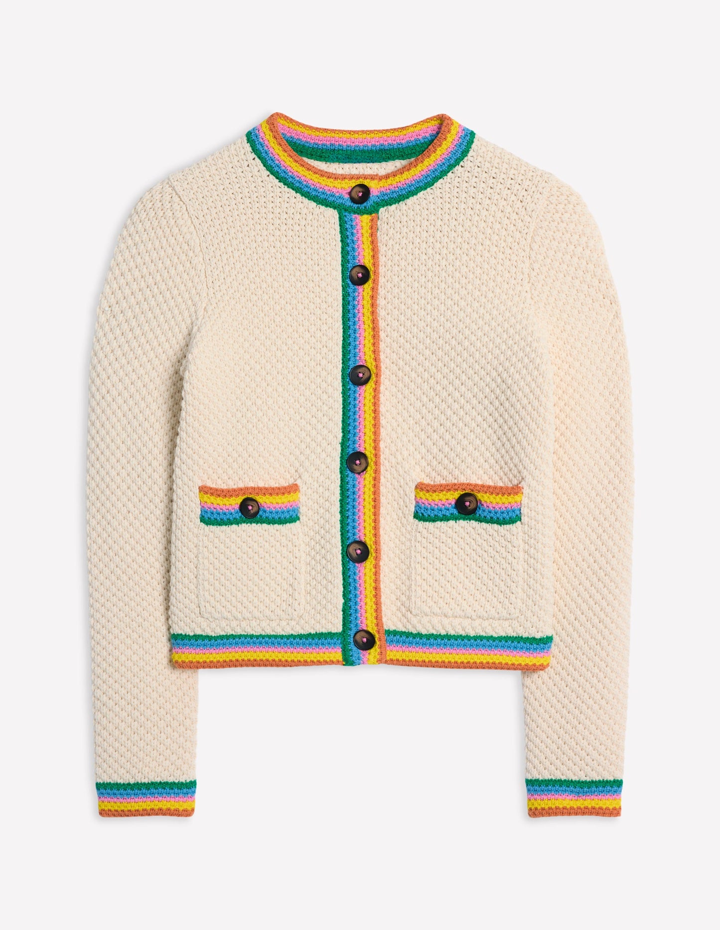 Libby Knitted Jacket-Warm Ivory, Rainbow