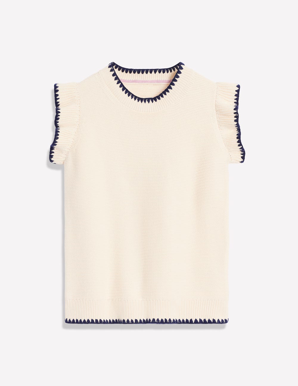 Lena Stitch Detail Tank-Warm Ivory