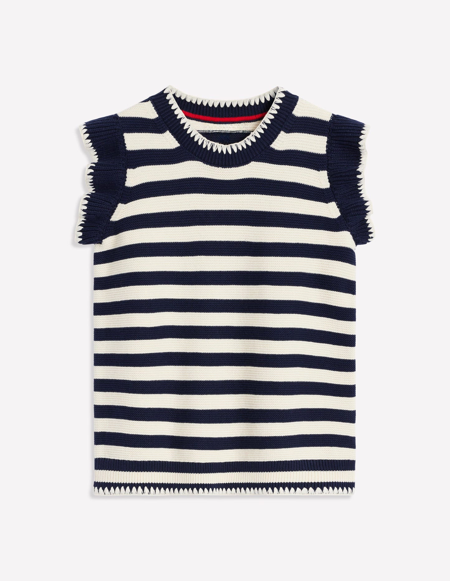 Lena Stitch Detail Tank-Navy and Ivory Stripe