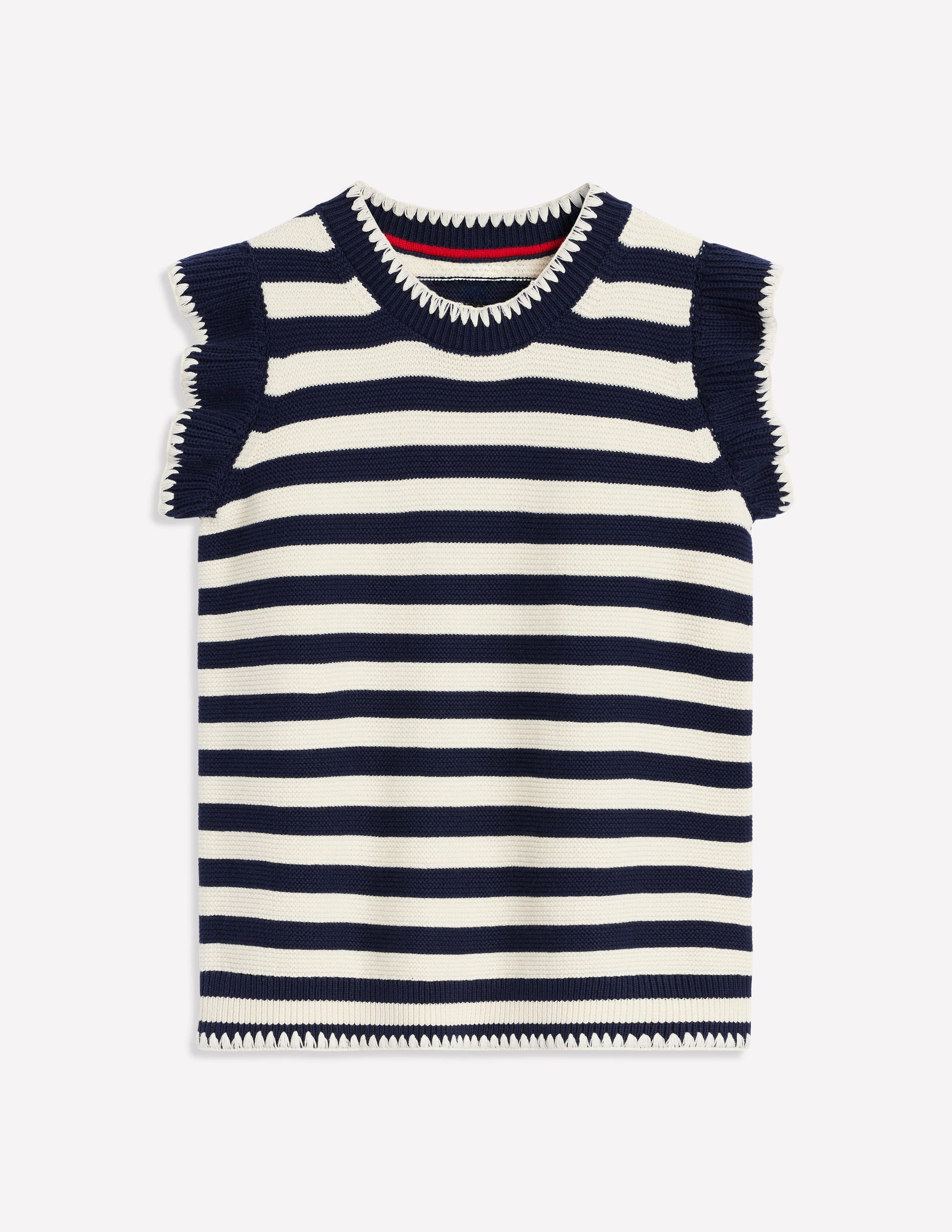 Lena Stitch Detail Tank-Navy and Ivory Stripe-7