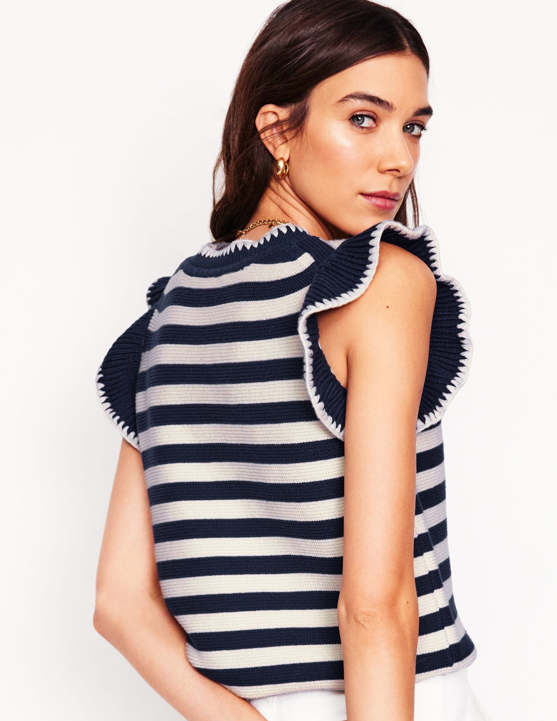Lena Stitch Detail Tank-Navy and Ivory Stripe-4