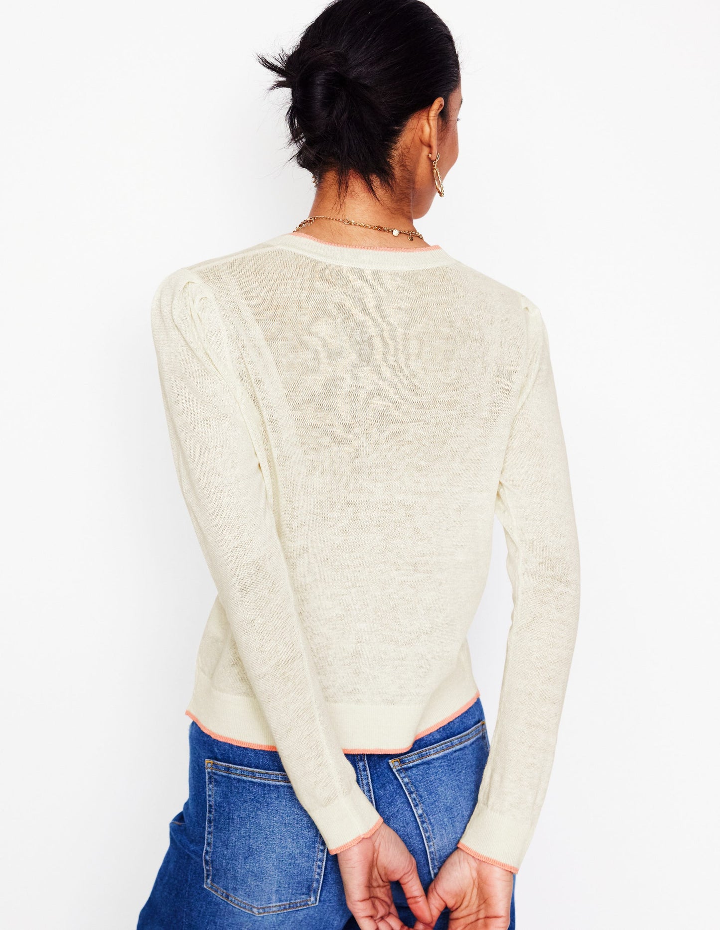 Liv V-Neck Linen Cardigan-Warm Ivory