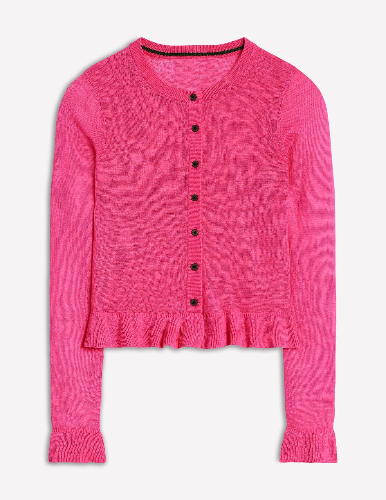 Josie Cropped Linen Cardigan-Sorbet Pink