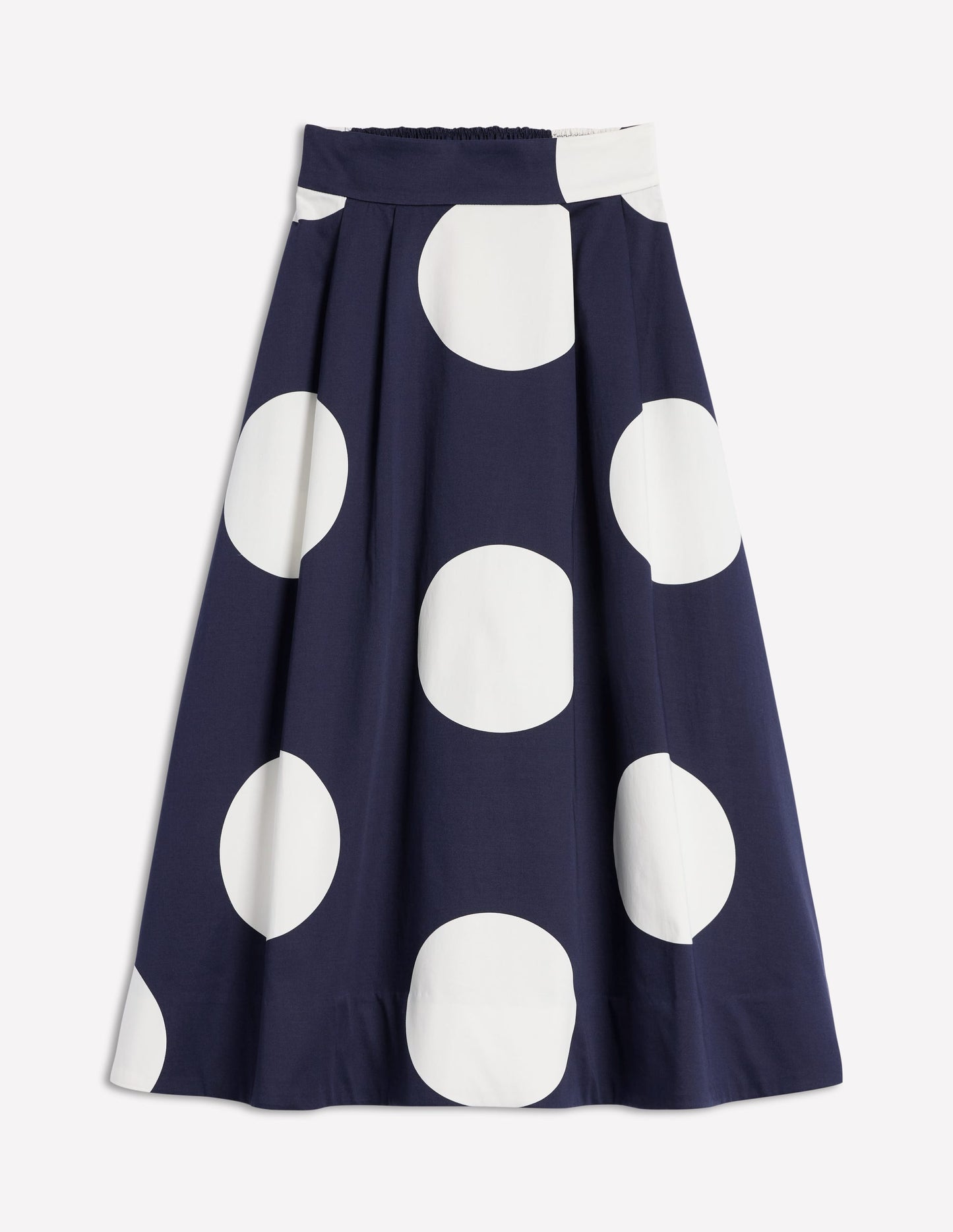 Isabella Cotton Sateen Skirt-Navy Spots