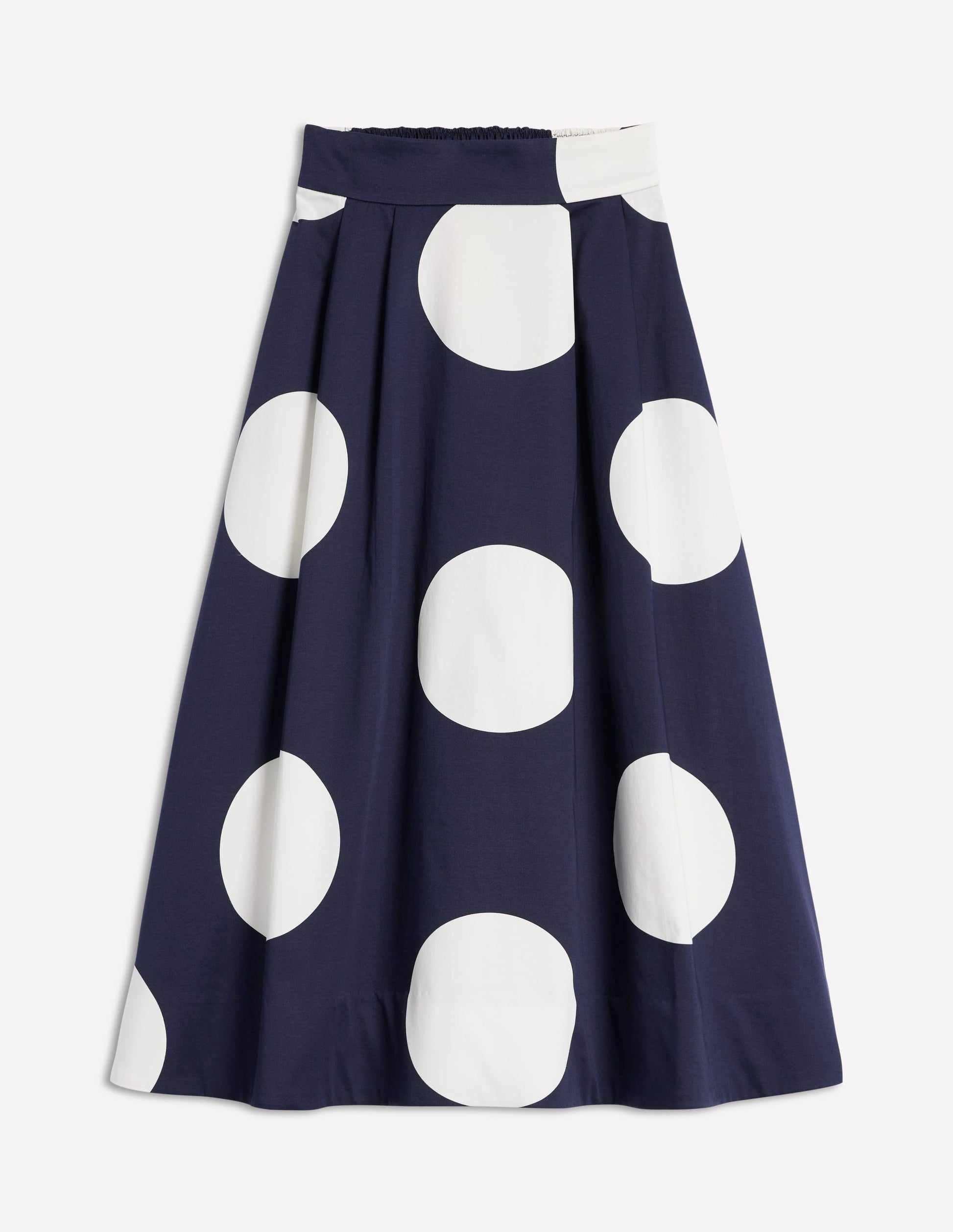 Isabella Cotton Sateen Skirt-Navy Spots-7
