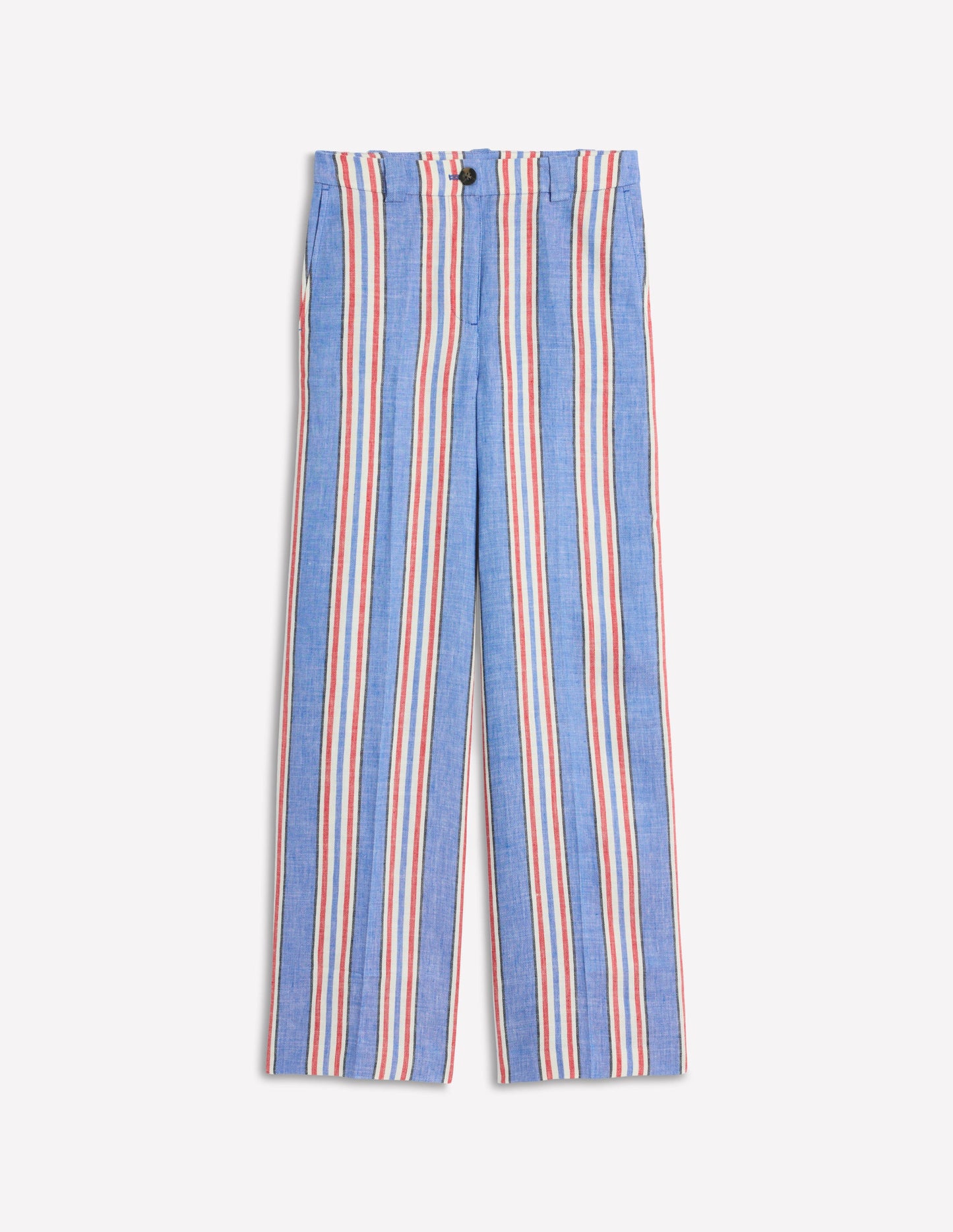 Westbourne Linen Trousers-Peacock Blue, Red Stripe