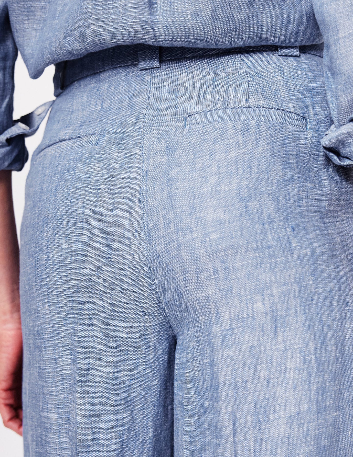 Westbourne Linen Trousers-Grey Blue Chambray